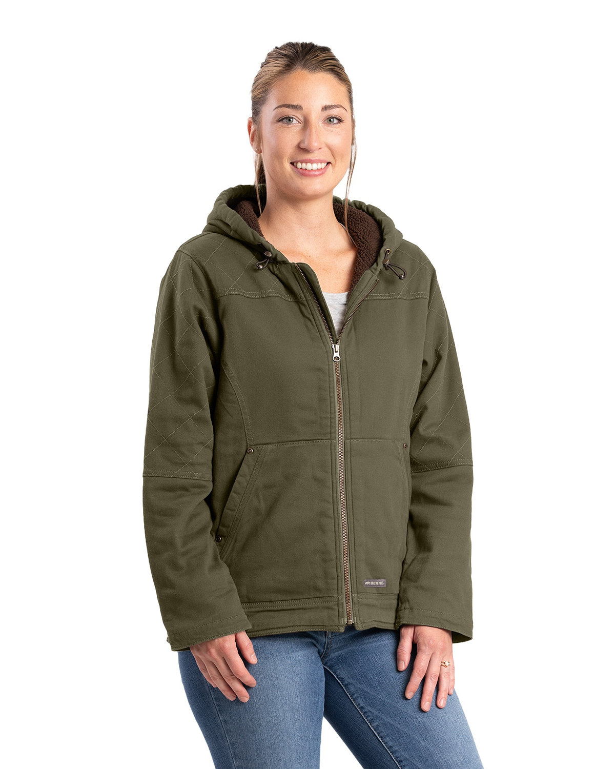 WHJ48 Berne Ladies Sherpa-Lined Twill Hooded Jacket WHJ48 Berne Ladies Sherpa-Lined Twill Hooded Jacket