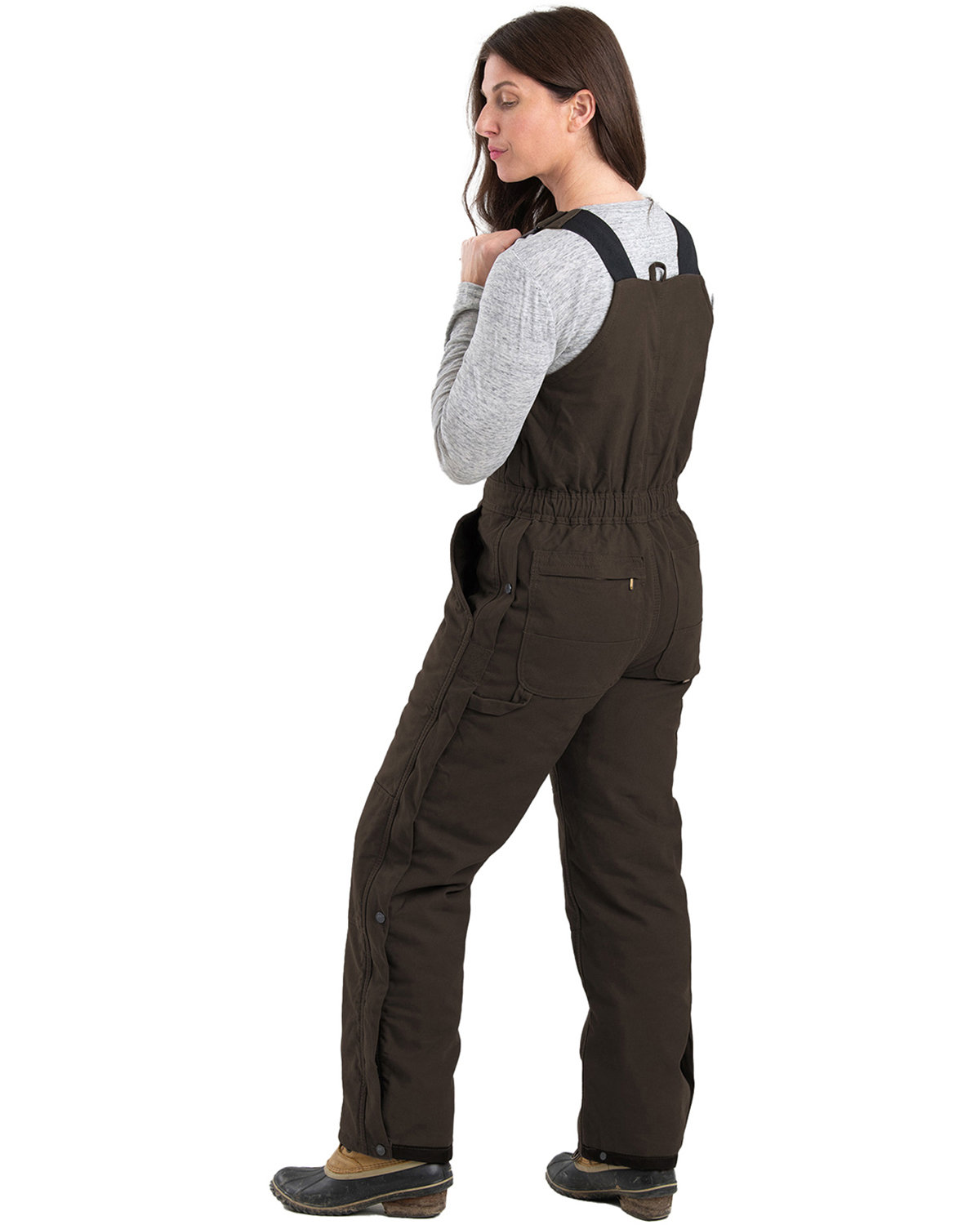 WB515 Berne Ladies Softstone Duck Insulated Bib Overall - Back Image