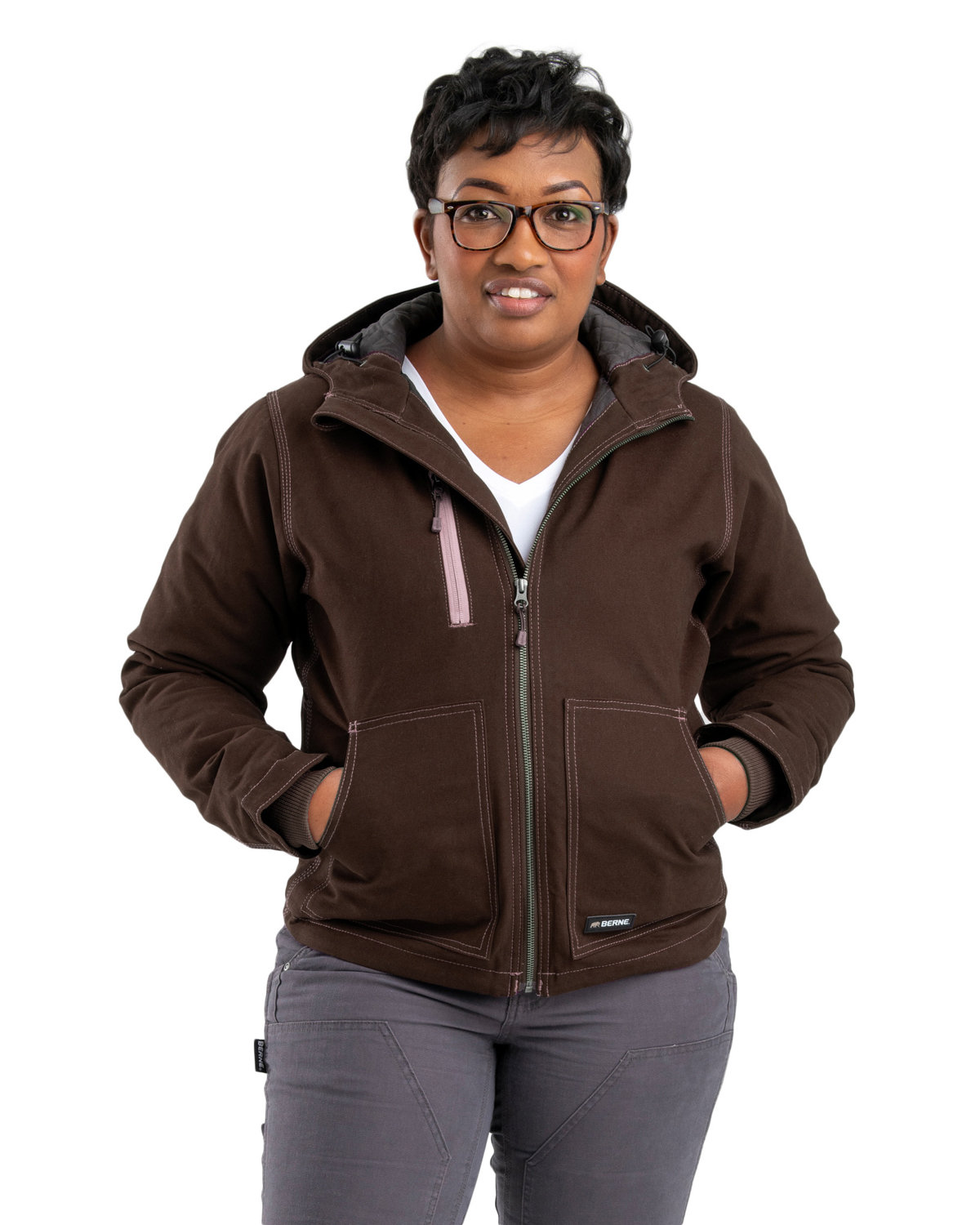 WHJ64 Berne Ladies Softstone Modern Full-Zip Hooded Jacket WHJ64 Berne Ladies Softstone Modern Full-Zip Hooded Jacket