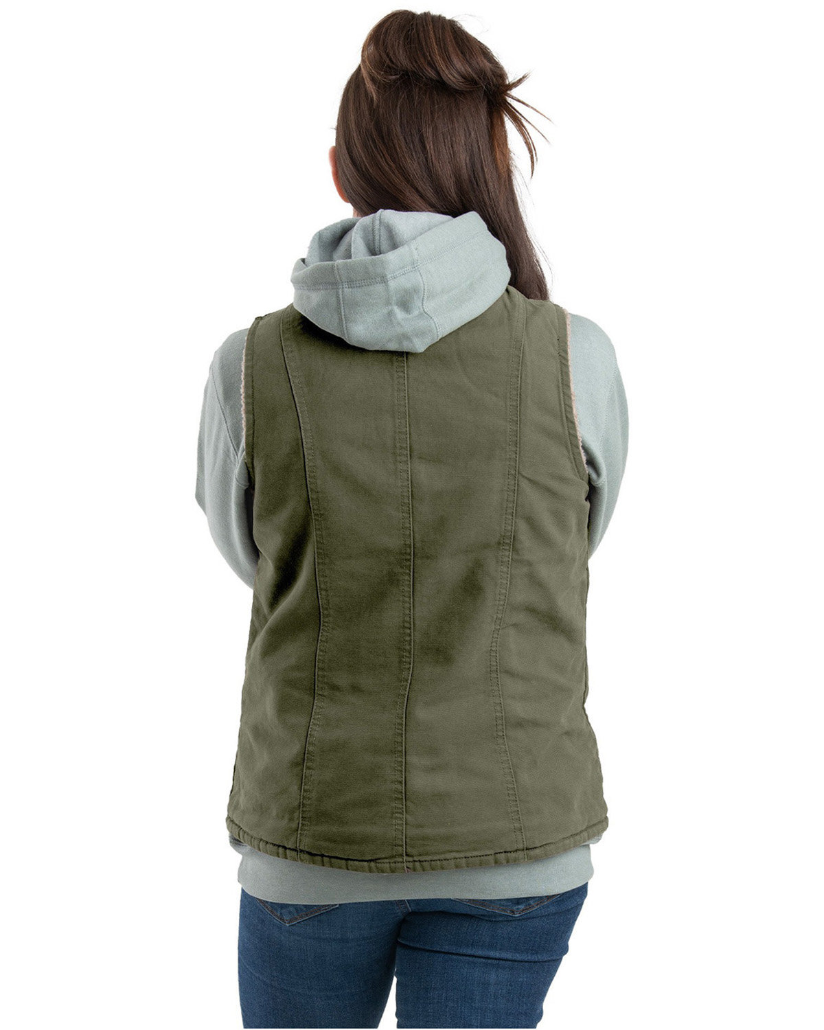 WV15 Berne Ladies Sherpa-Lined Softstone Duck Vest - Back Image