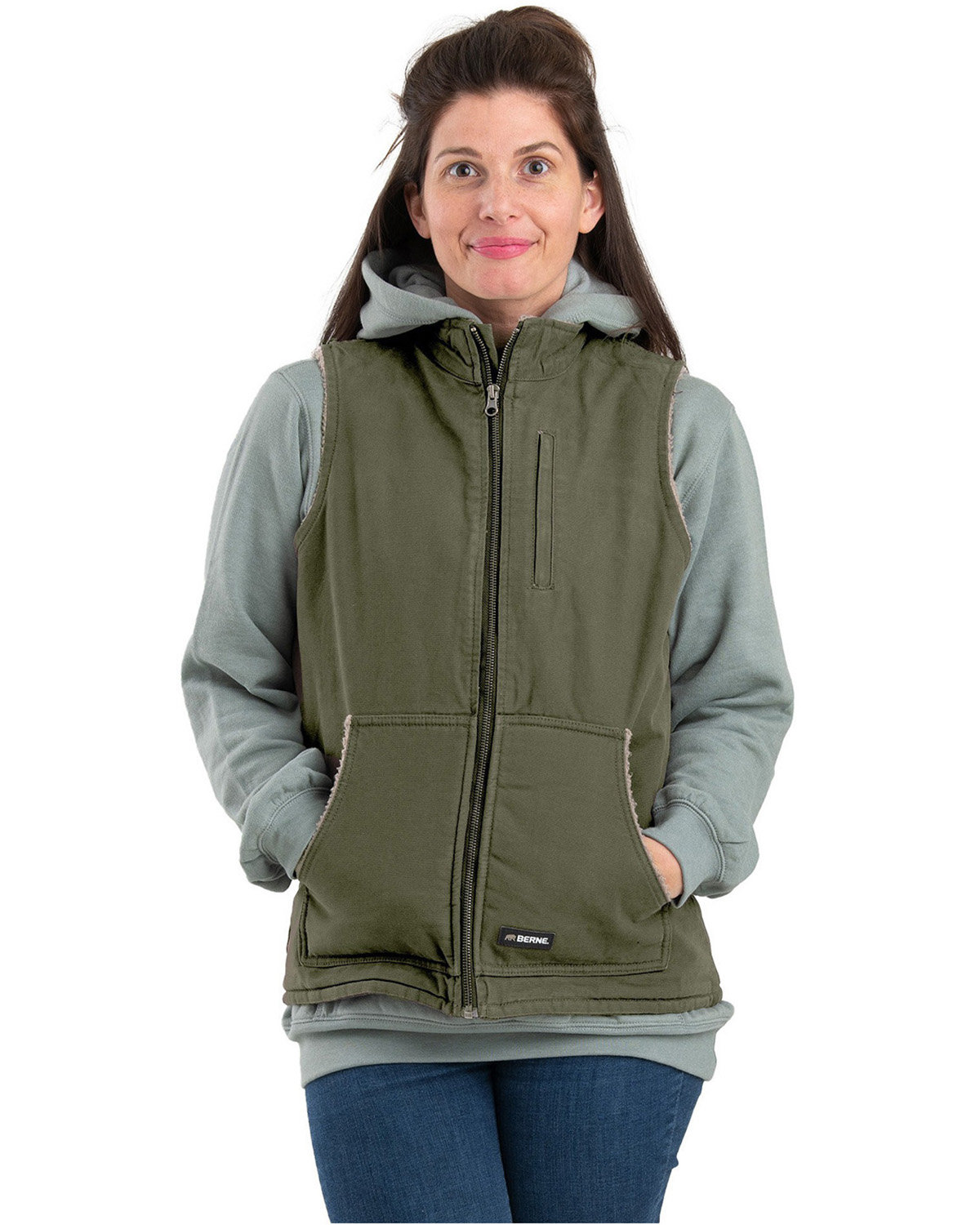 WV15 Berne Ladies Sherpa-Lined Softstone Duck Vest