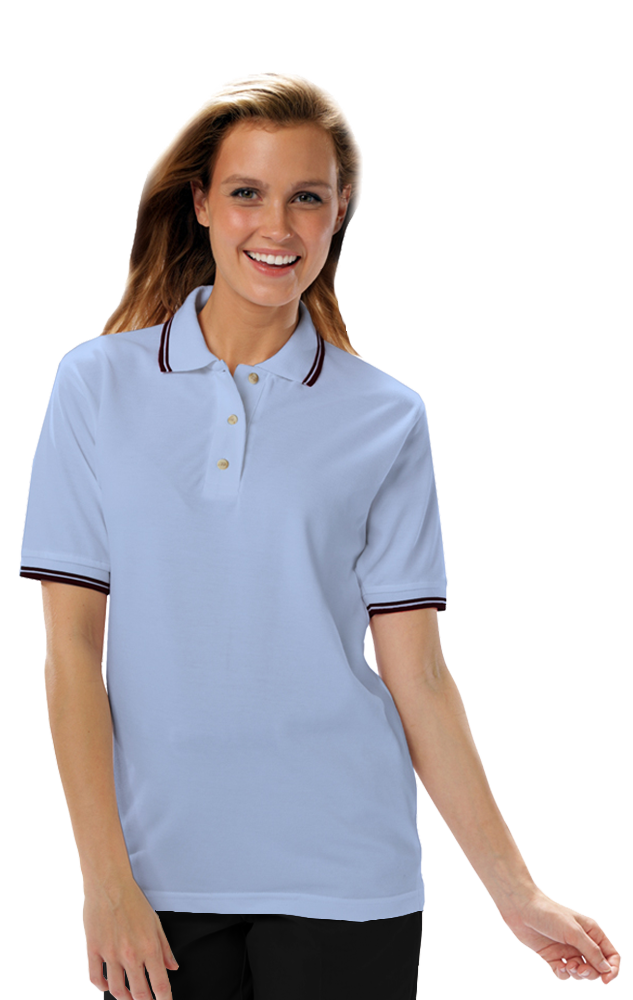 BG6205 Blue Generation Ladies Superblend Tipped Pique Polo