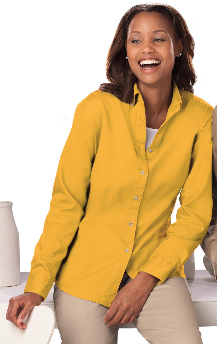 BG6213 Blue Generation Ladies L/S 100% Cotton Twill Shirt
