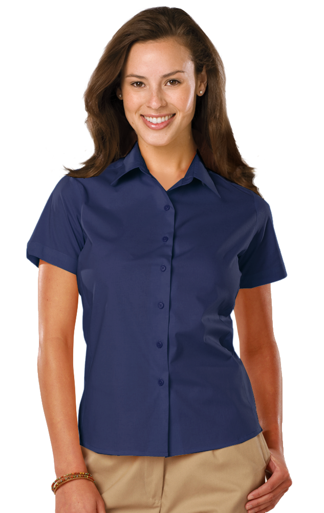 BG6218S Blue Generation Ladies S/S Stretch Poplin Shirt
