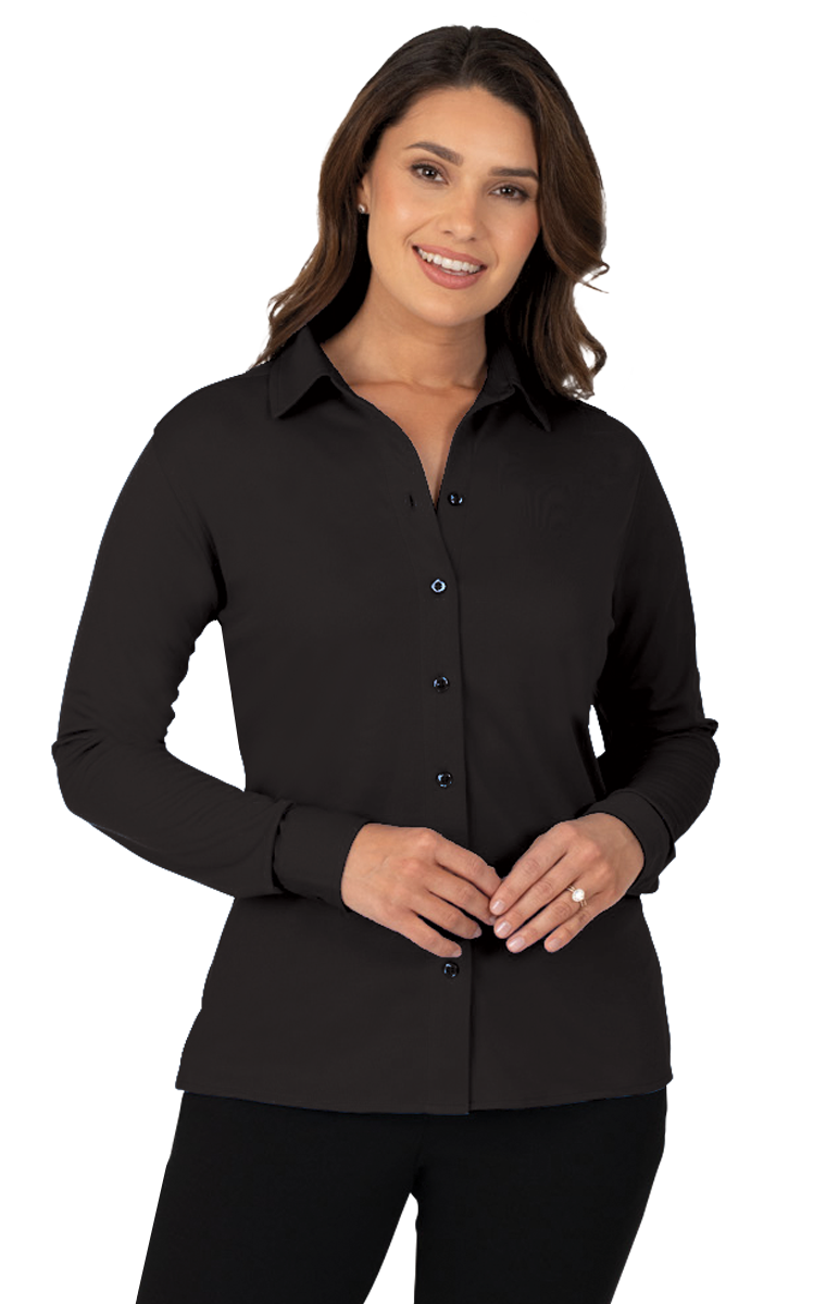 BG6273 Blue Generation Ladies Knit Stretch Woven Shirt
