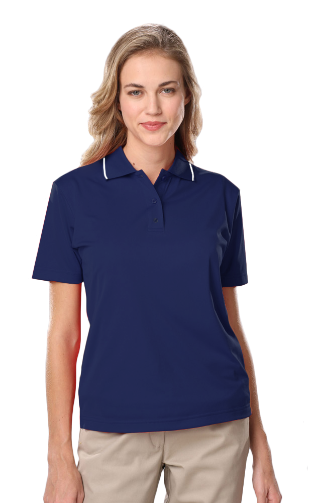 BG6301 Blue Generation Ladies s Striped Trim Value Polo