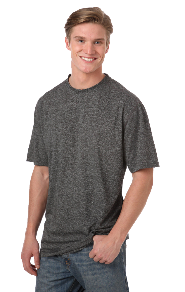 BG7228 Blue Generation Mens Heathered Crew Neck Tee Zoom Image
