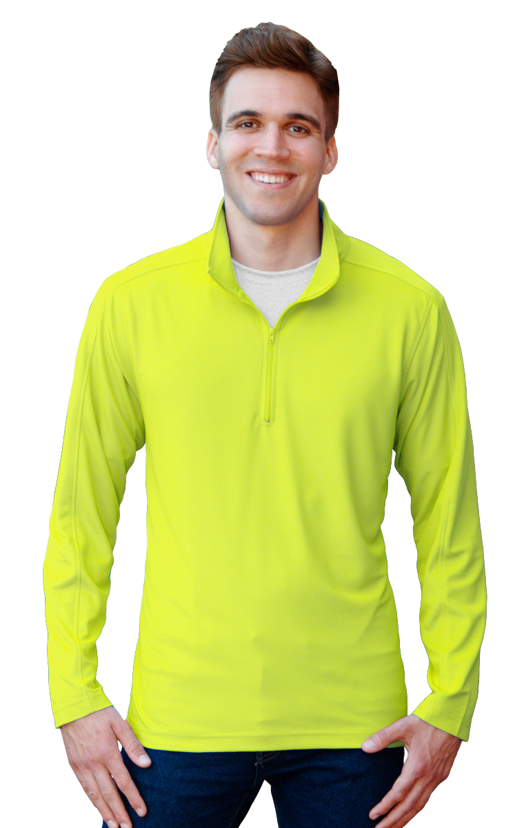 BG7230 Blue Generation MENS WICKING SOLID 1/4 ZIP LS PULLOVER Zoom Image