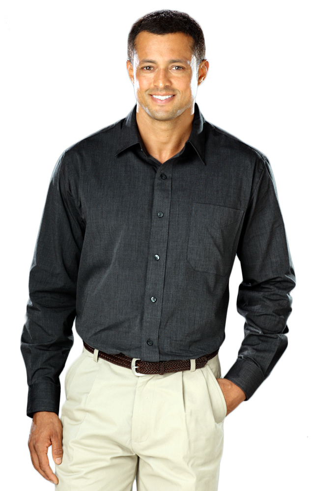 BG8215 Blue Generation Mens L/S Crossweave Shirt