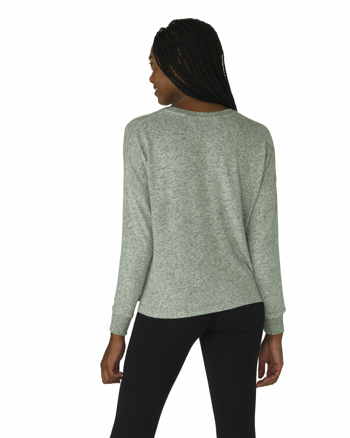 L06 Boxercraft Womens Cuddle Fleece Boxy Crewneck Pullover - Back Image