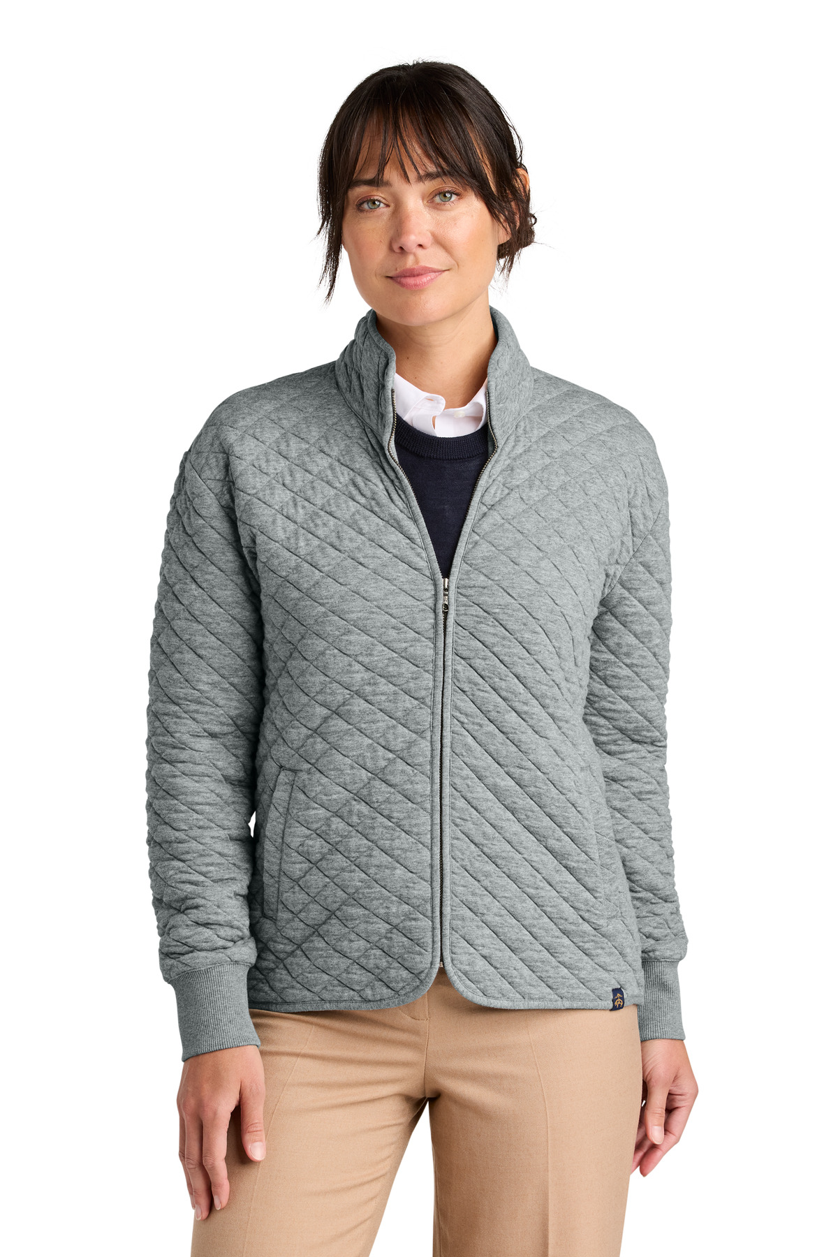 BB18213 Brooks Brothers Womens Diamond Quilt Full-Zip BB18213 Brooks Brothers Womens Diamond Quilt Full-Zip