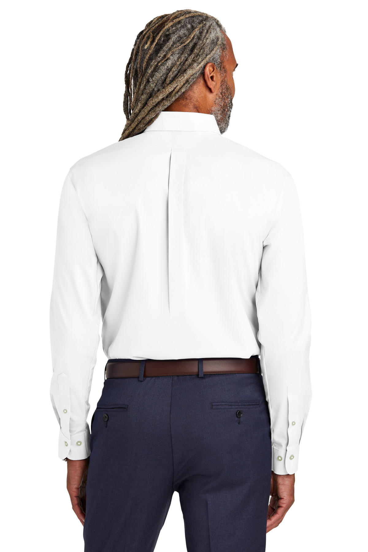 TBB18000 Brooks Brothers Tall Wrinkle-Free Stretch Pinpoint Shirt - Back Image