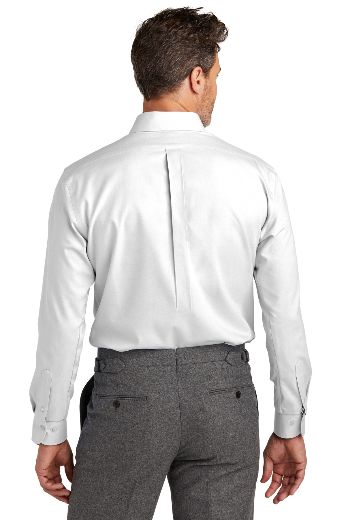 TBB18002 Brooks Brothers Tall Wrinkle-Free Stretch Nailhead Shirt - Back Image