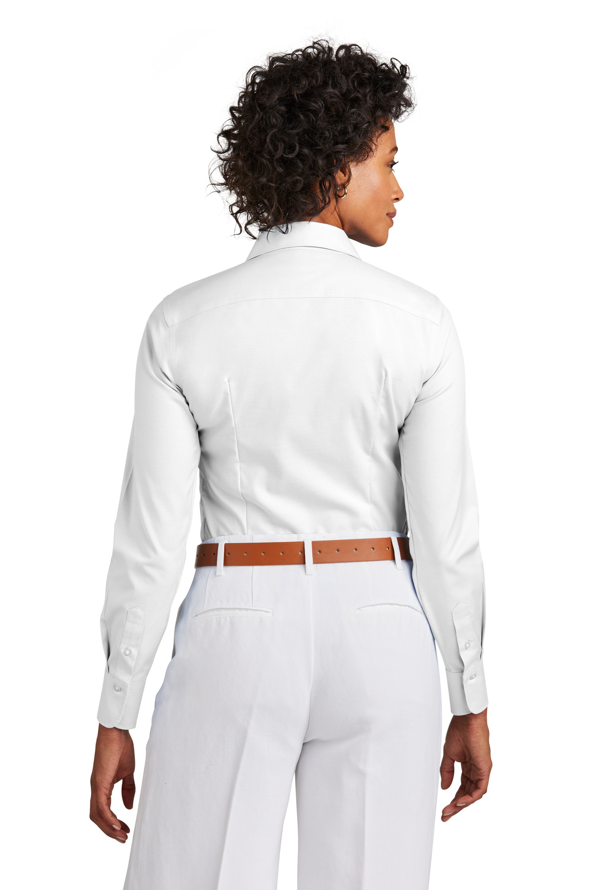 BB18001 Brooks Brothers  Womens Wrinkle-Free Stretch Pinpoint Shirt - Back Image