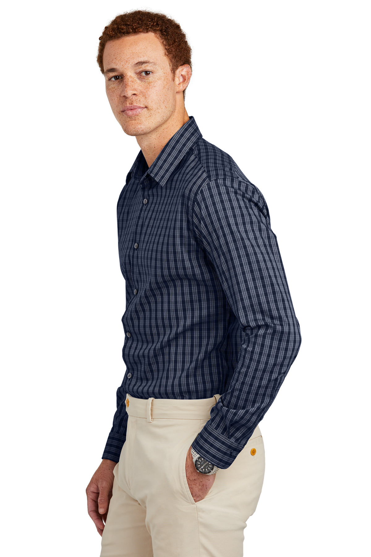 BB18006 Brooks Brothers  Tech Stretch Patterned Shirt - Siide Image