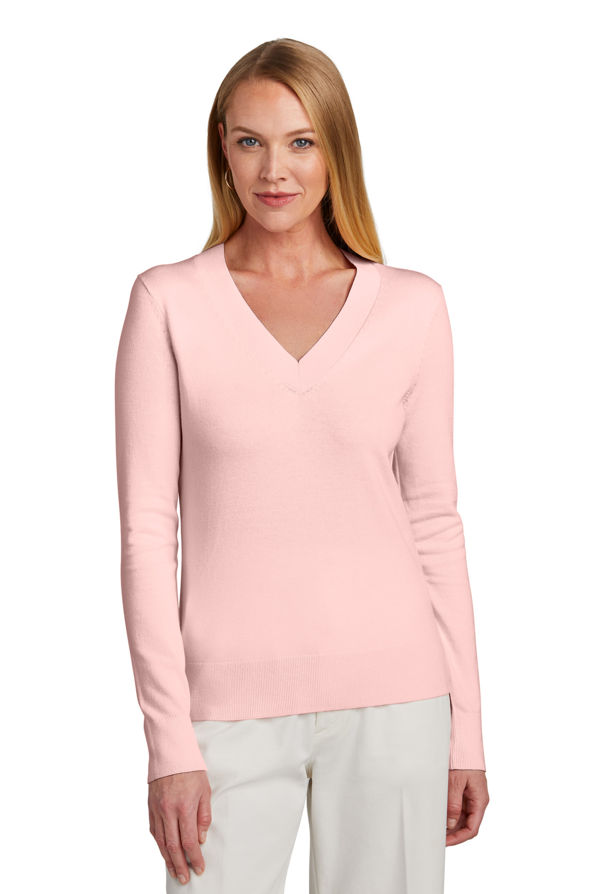 BB18401 Brooks Brothers  Womens Cotton Stretch V-Neck Sweater
