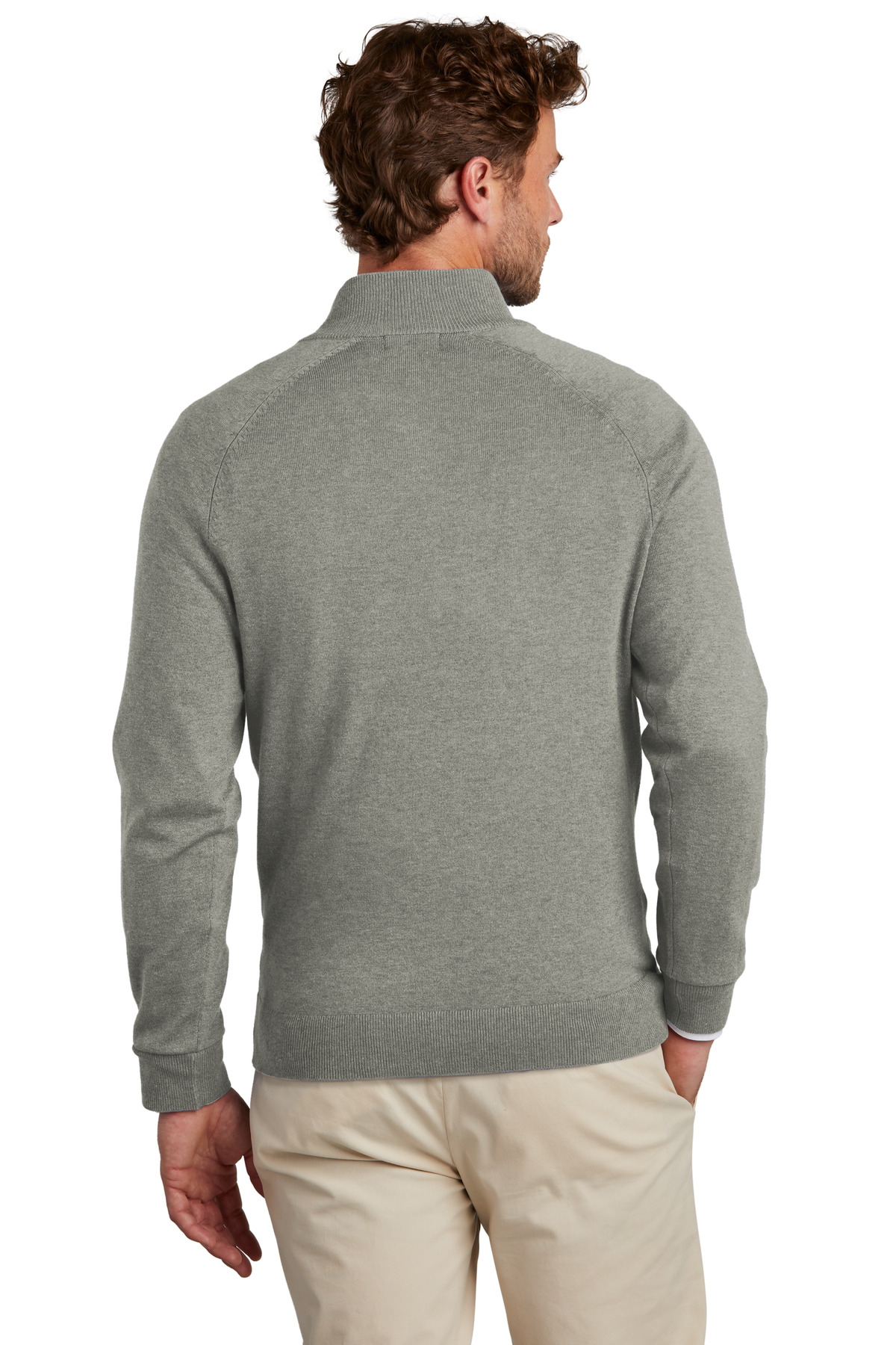 BB18402 Brooks Brothers  Cotton Stretch 1/4-Zip Sweater - Back Image