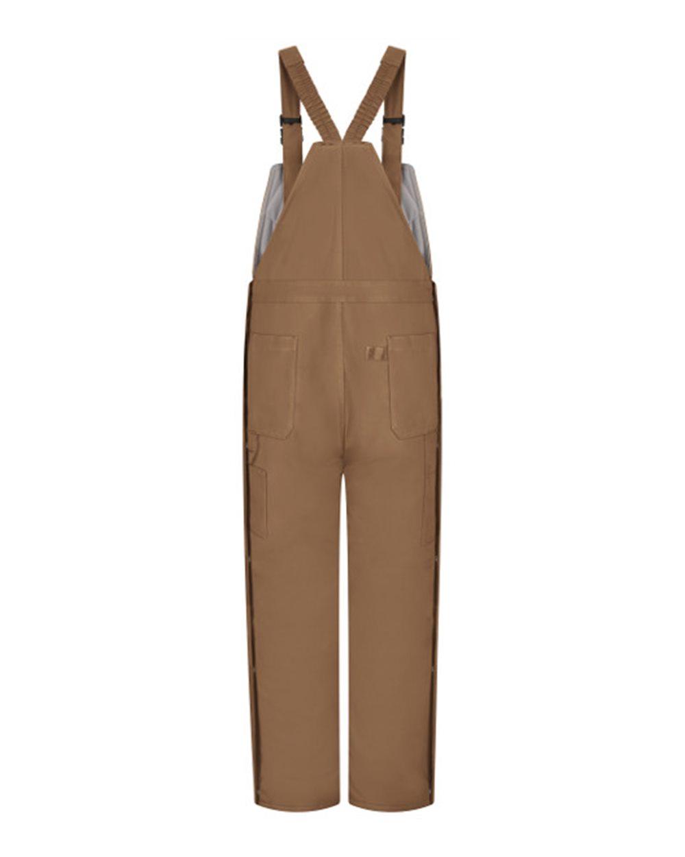 BLN4 Bulwark Brown Duck Deluxe Insulated Bib Overall - EXCEL FR ComforTouch - Back Image