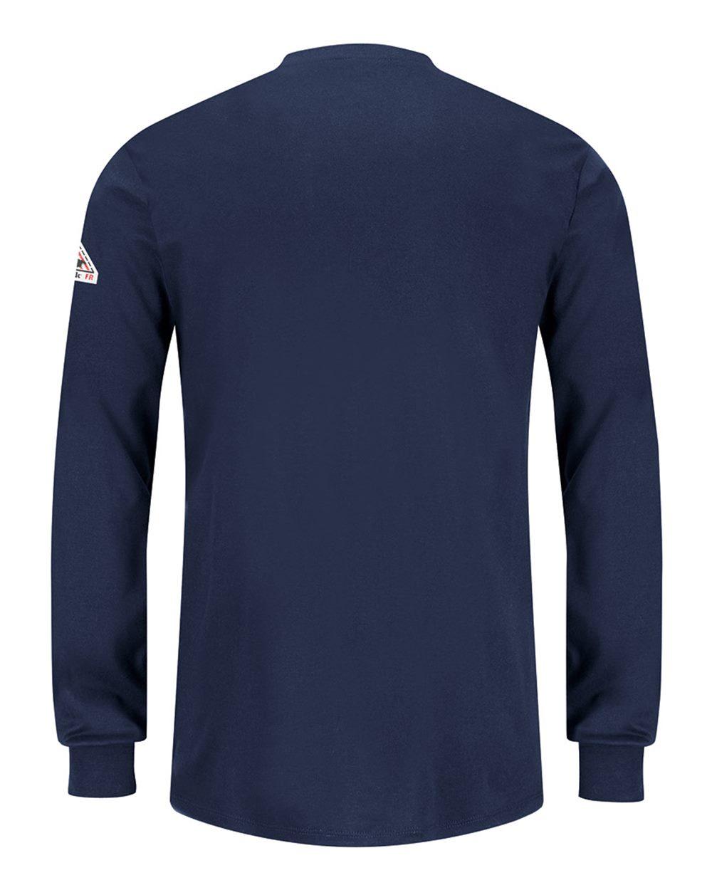 SEL3 Bulwark Womens Long Sleeve Tagless Henley Shirt - Back Image