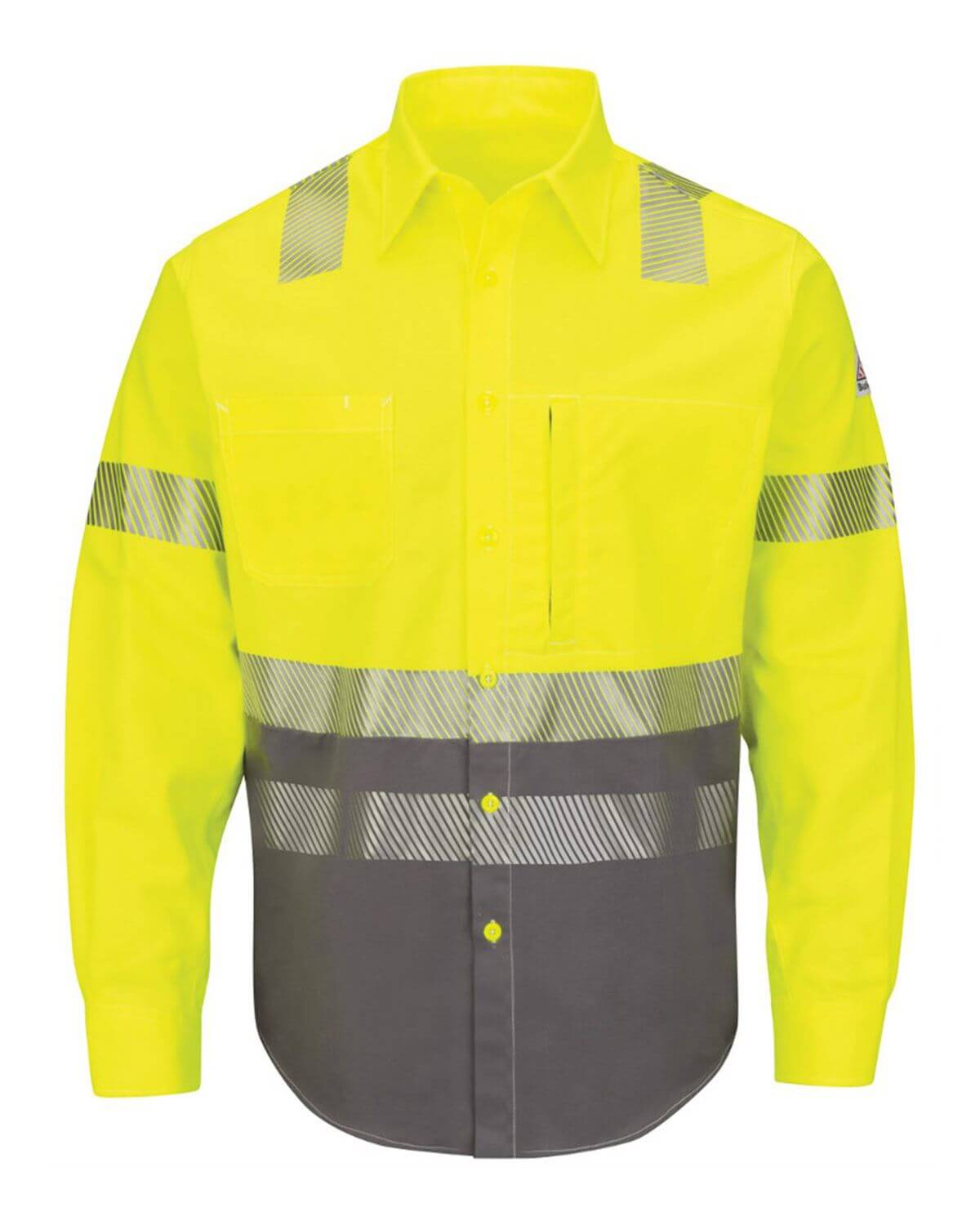 SLB4HL Bulwark Hi-Visibility Color Block Uniform Shirt - EXCEL FR ComforTouch - 7 oz. - Long Sizes SLB4HL Bulwark Hi-Visibility Color Block Uniform Shirt - EXCEL FR ComforTouch - 7 oz. - Long Sizes