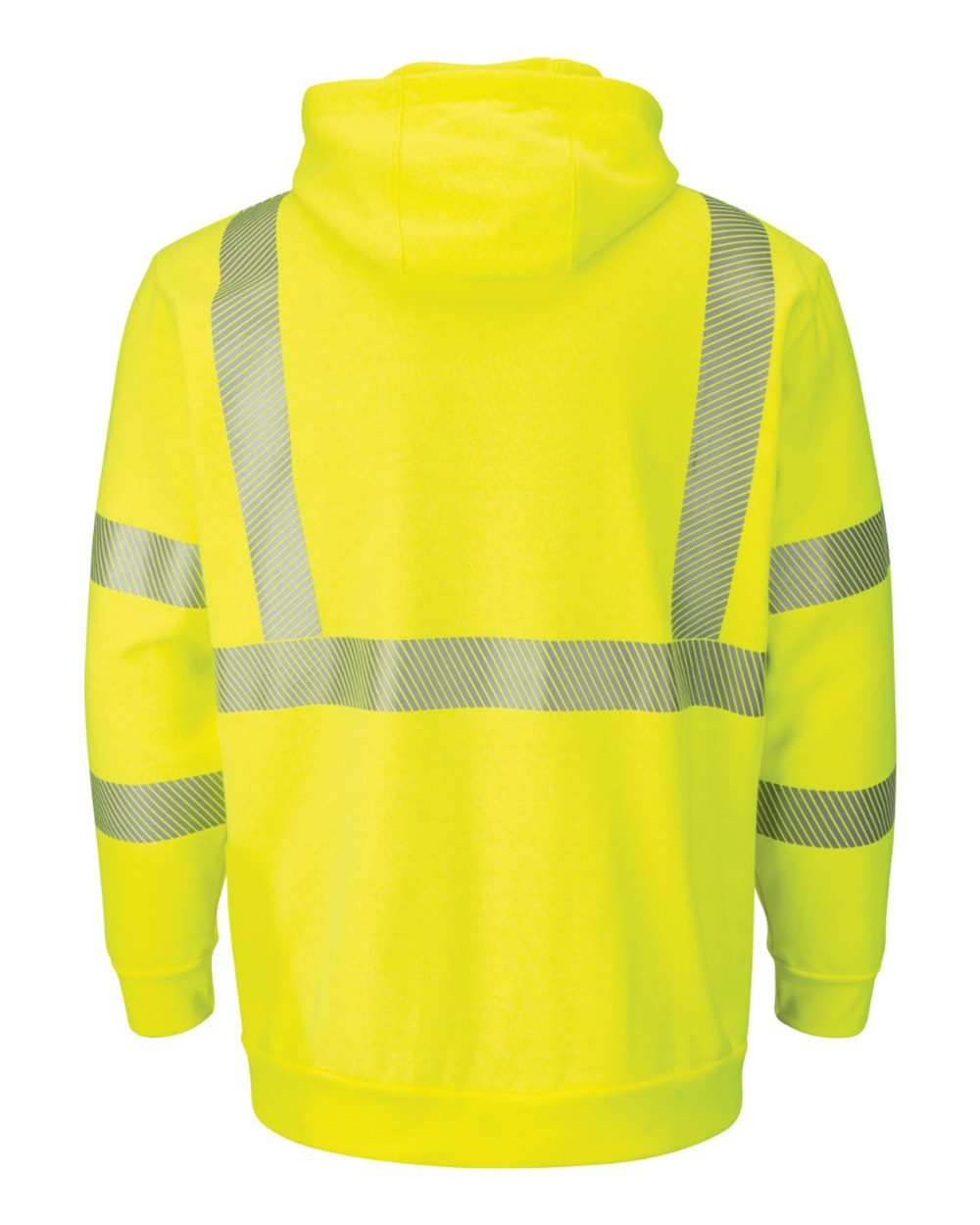 SMZ4HV Bulwark Hi-Visibility Zip-Front Hooded Fleece Sweatshirt with Waffle Lining - Back Image