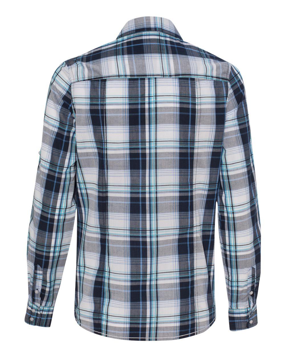 5222 Burnside Womens Long Sleeve Plaid Shirt - Back Image