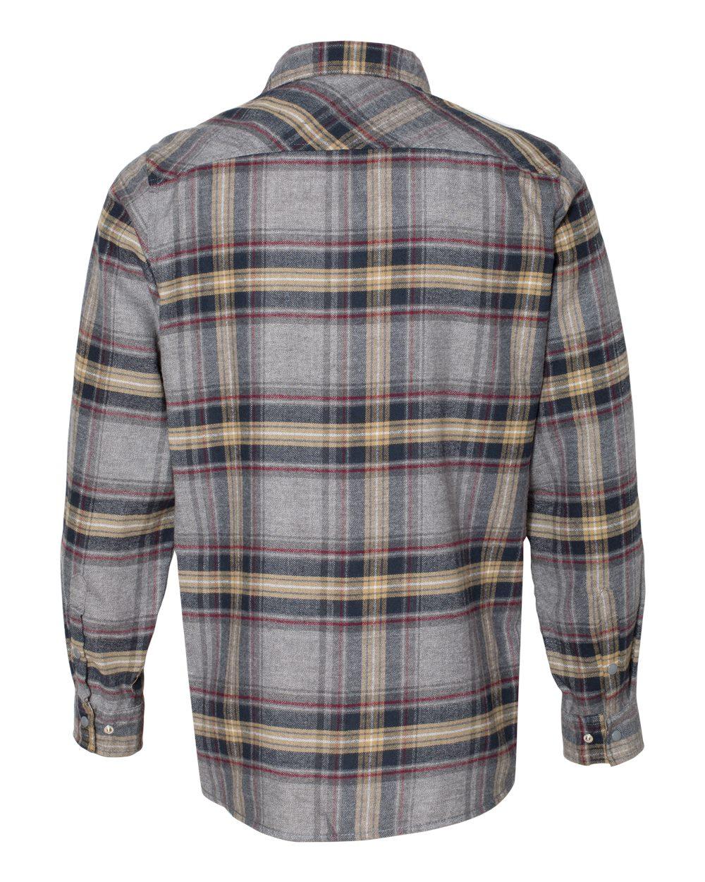 8219 Burnside Snap Front Long Sleeve Plaid Flannel Shirt - Back Image