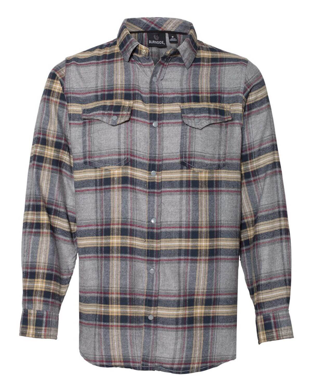 8219 Burnside Snap Front Long Sleeve Plaid Flannel Shirt