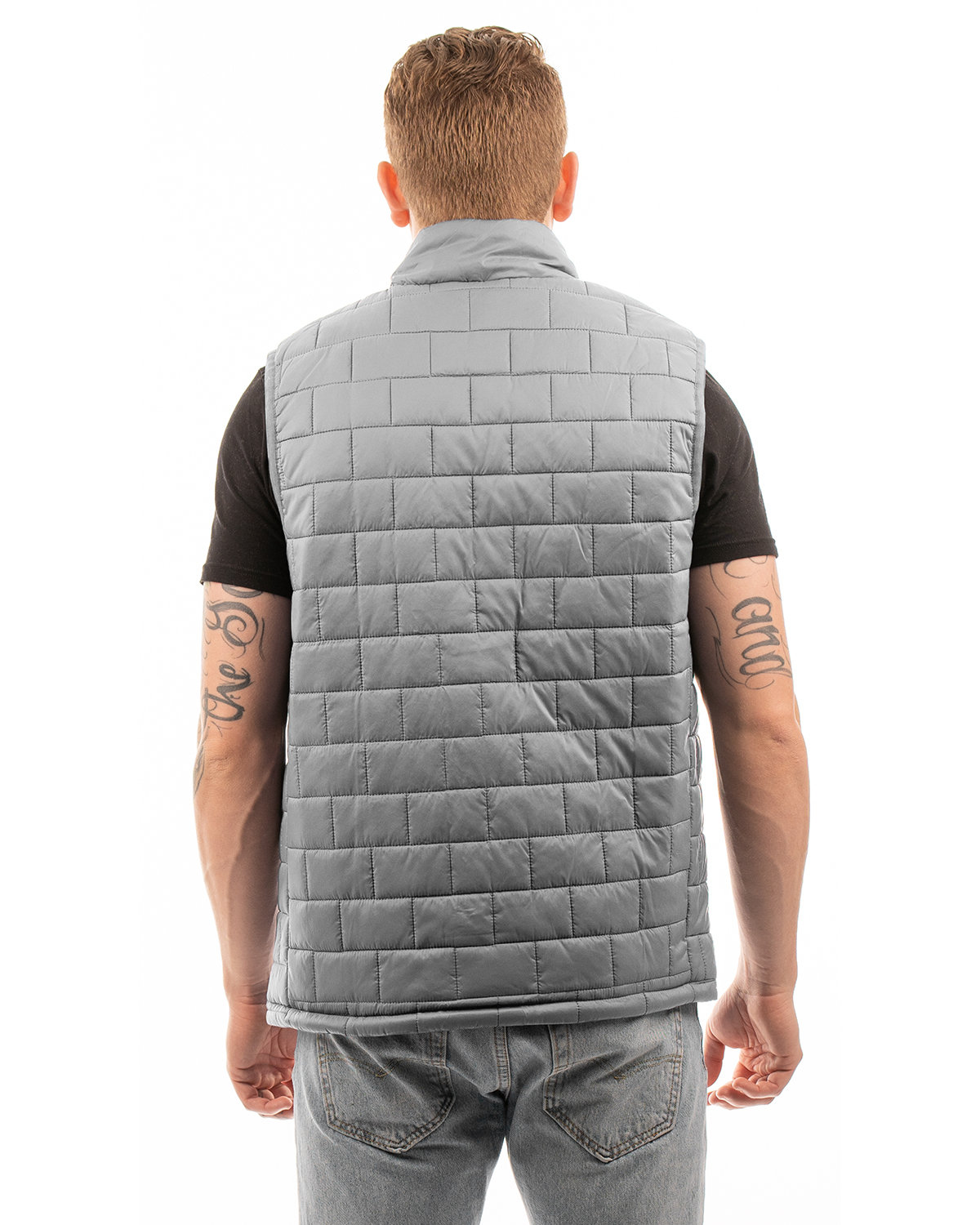 8703BU Burnside Adult Box Quilted Puffer Vest - Back Image