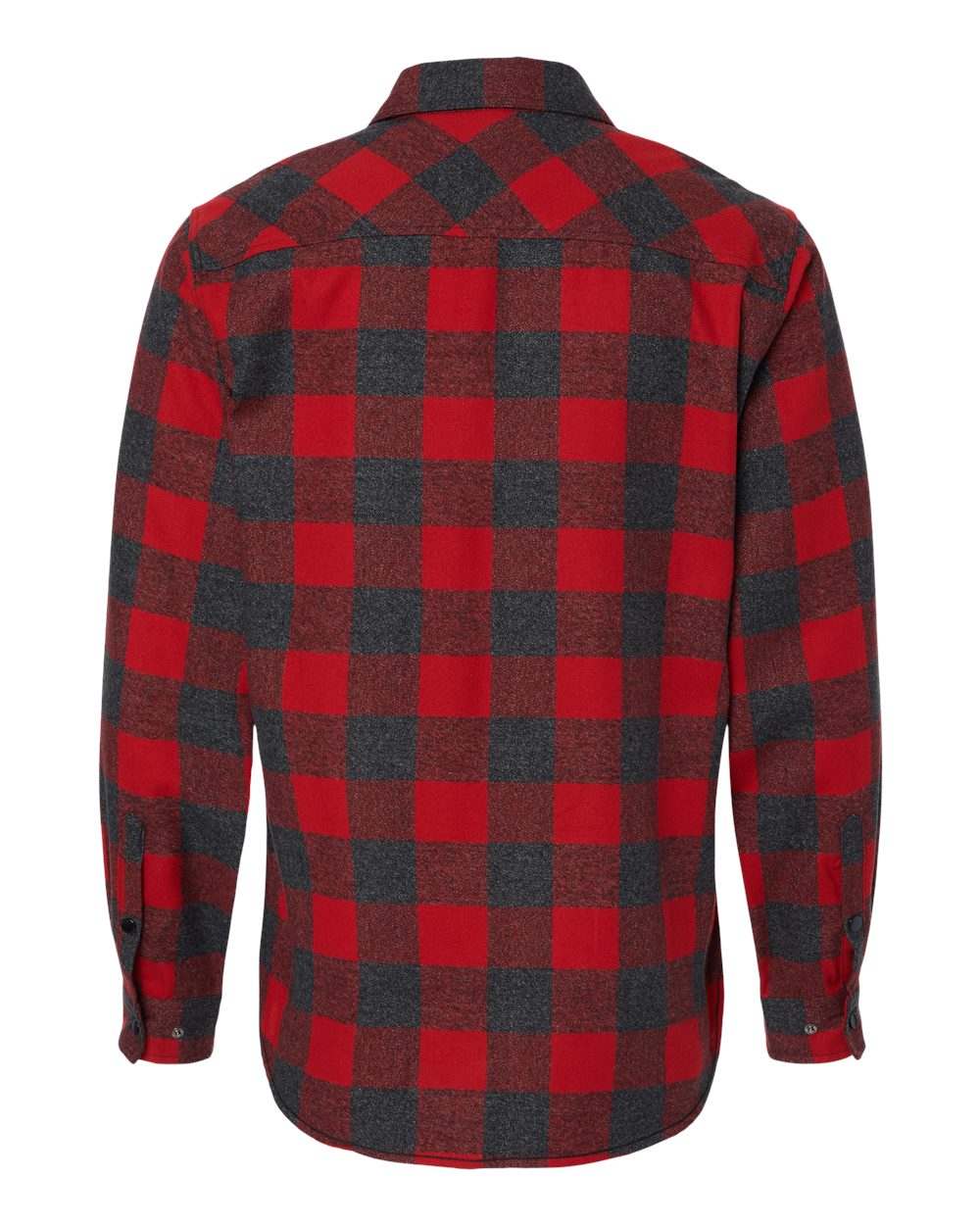 8219 Burnside Snap Front Long Sleeve Plaid Flannel Shirt - Back Image