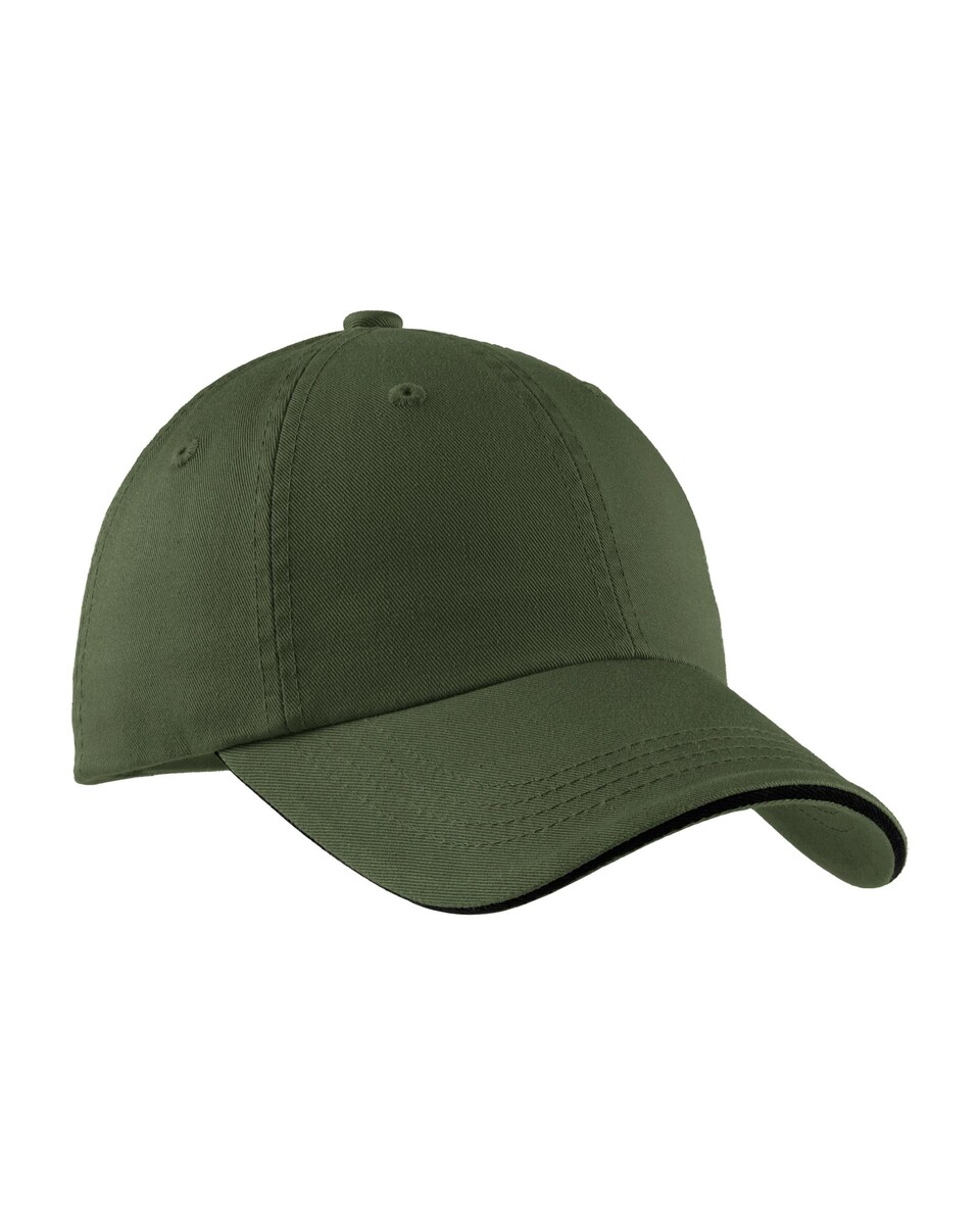 C830 Port Authority Sandwich Bill Cap with Striped Closure C830 Port Authority Sandwich Bill Cap with Striped Closure