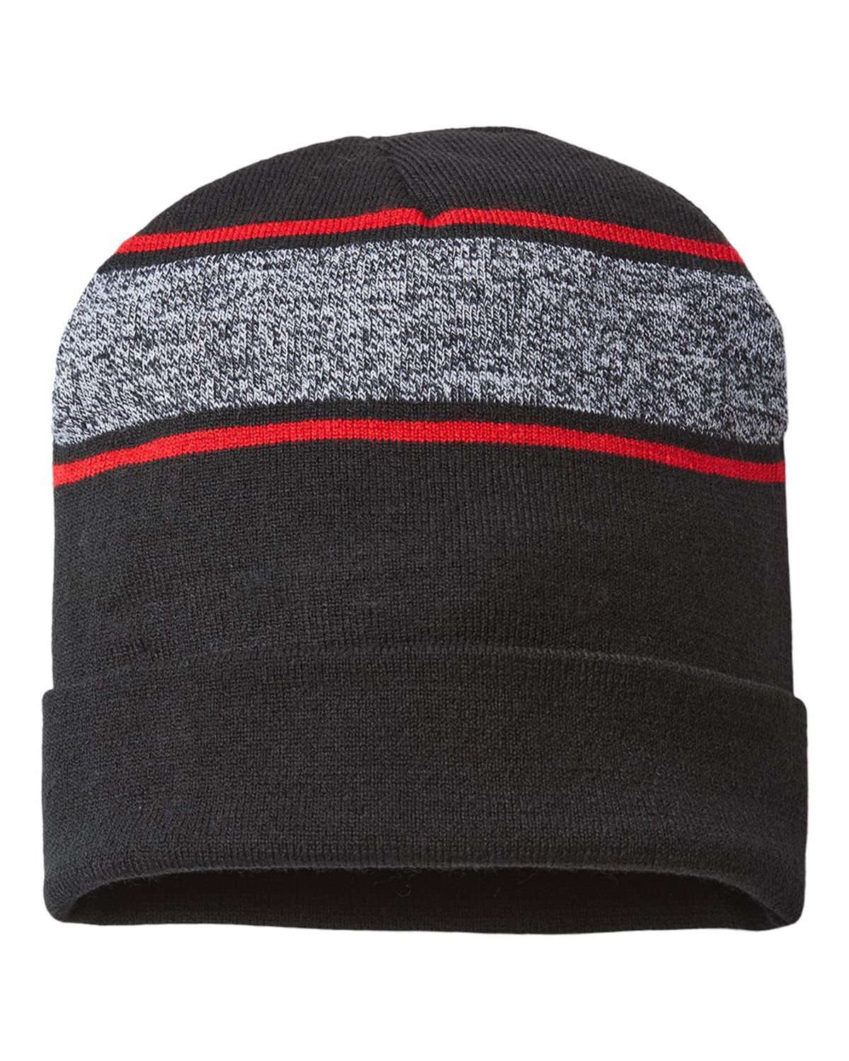 RKV12 CAP AMERICA USA-Made Variegated Striped Cuffed Beanie RKV12 CAP AMERICA USA-Made Variegated Striped Cuffed Beanie
