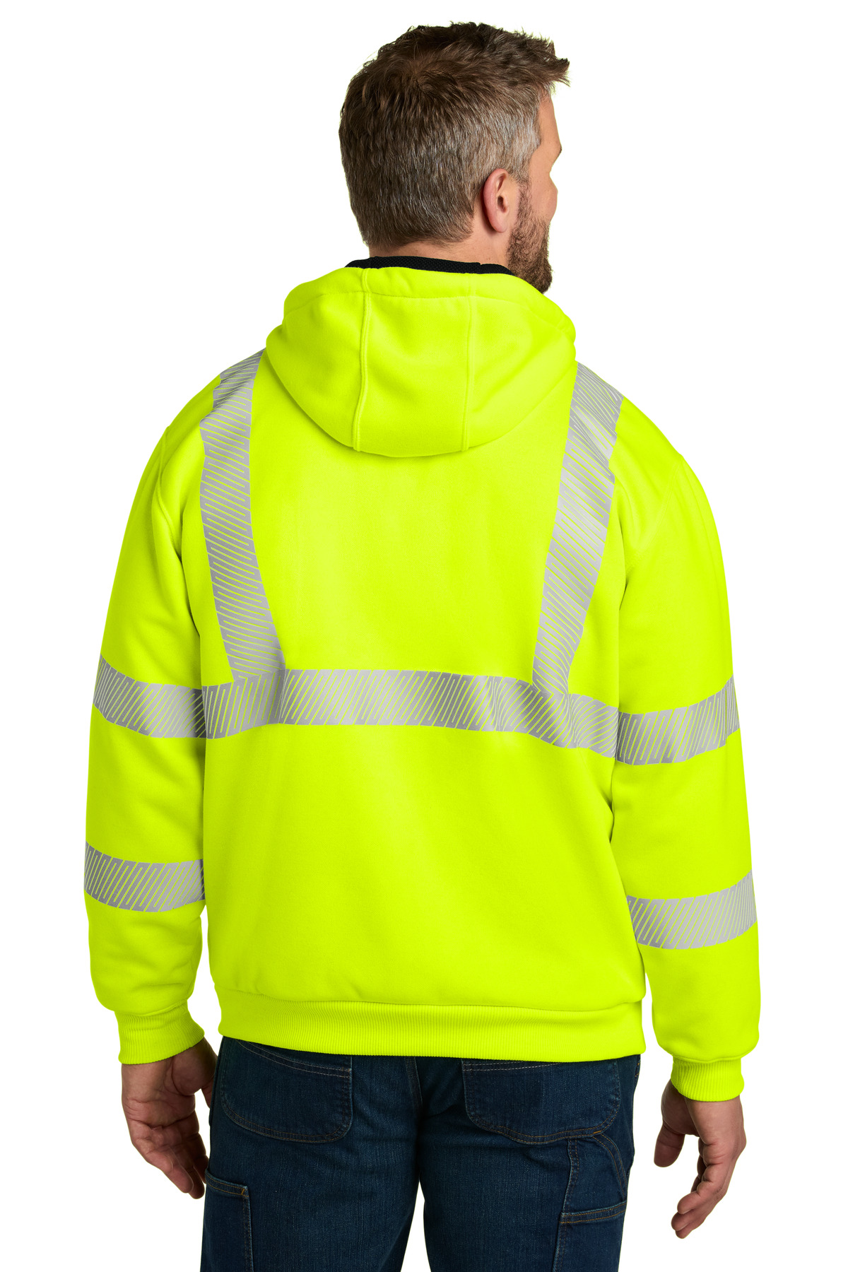 CT104988 Carhartt ANSI 107 Class 3 Lined Full-Zip Sweatshirt - Back Image