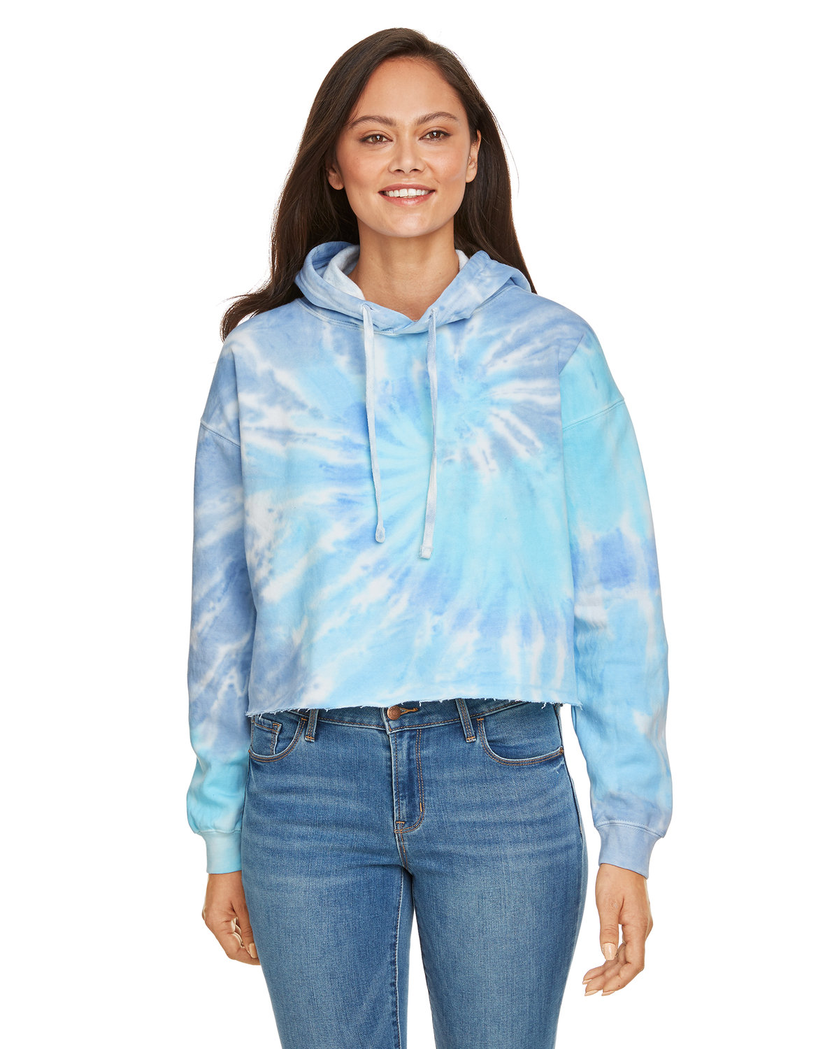 CD8333 Tie-Dye Ladies Cropped Hooded Sweatshirt Zoom Image