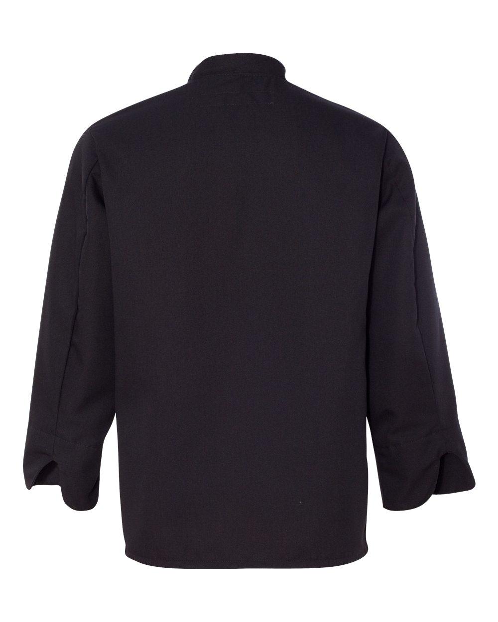 0425 Chef Designs Ten Pearl Button Black Chef Coat - Back Image