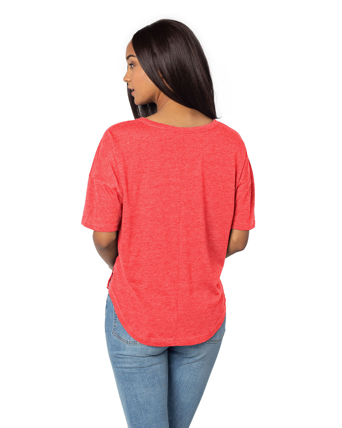 2109CK chicka-d Ladies Happy Jersey V-Neck - Back Image