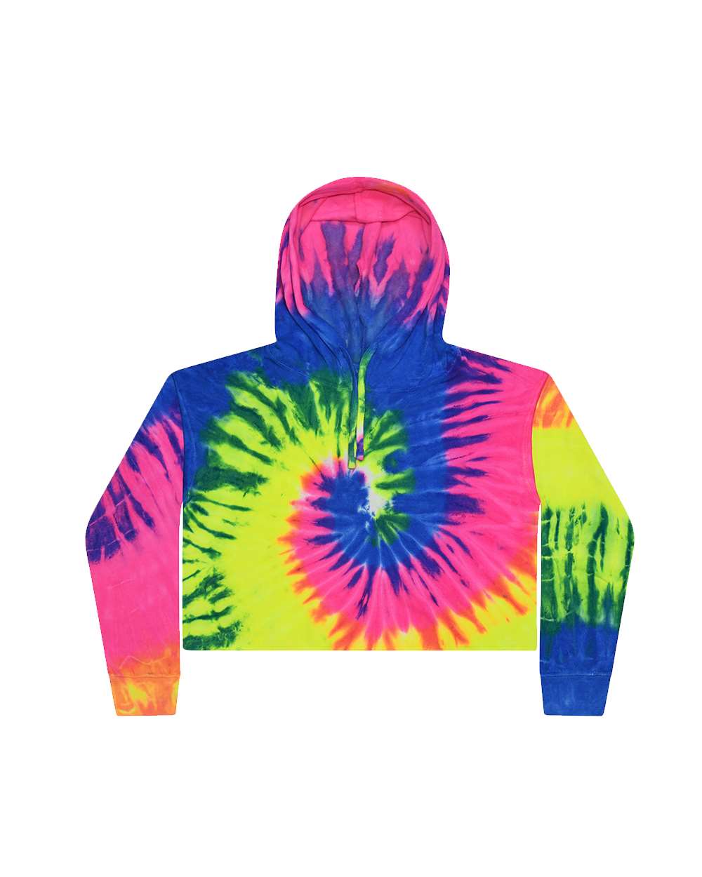 8333 Colortone Womens Tie-Dyed Crop Hooded Sweatshirt