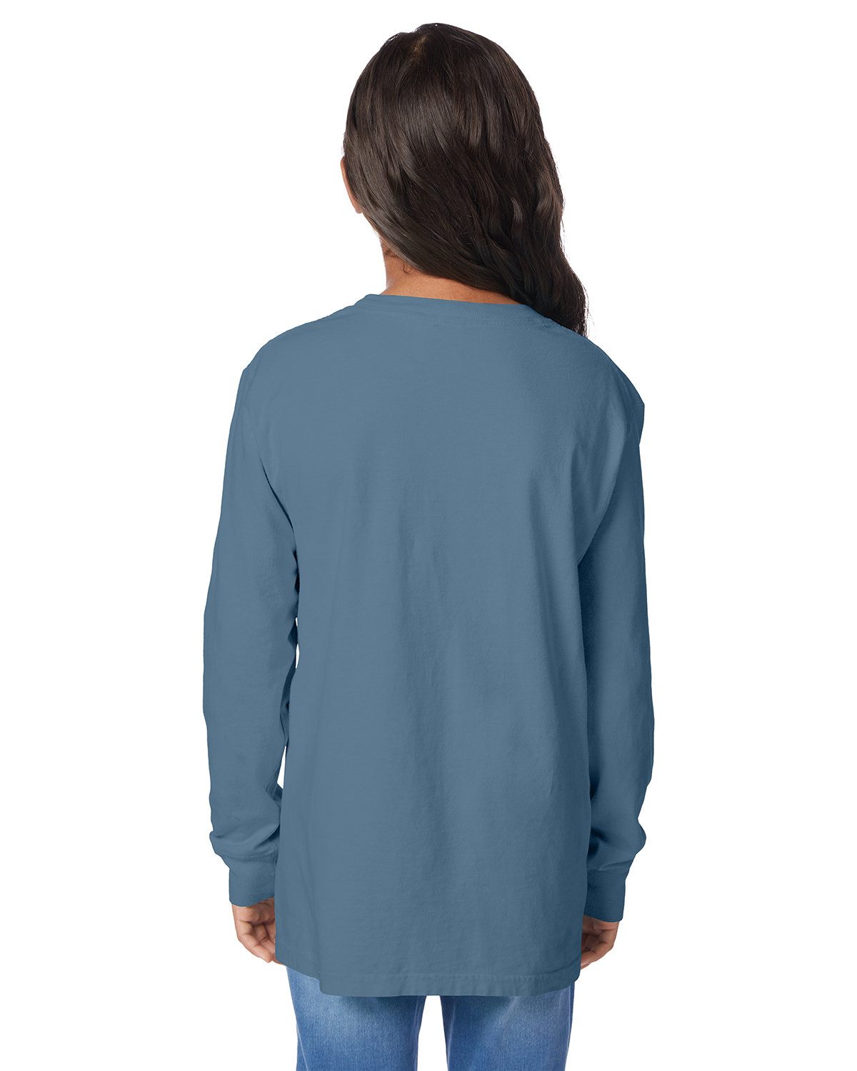 GDH275 ComfortWash by Hanes Youth Crew Long-Sleeve T-Shirt - Back Image