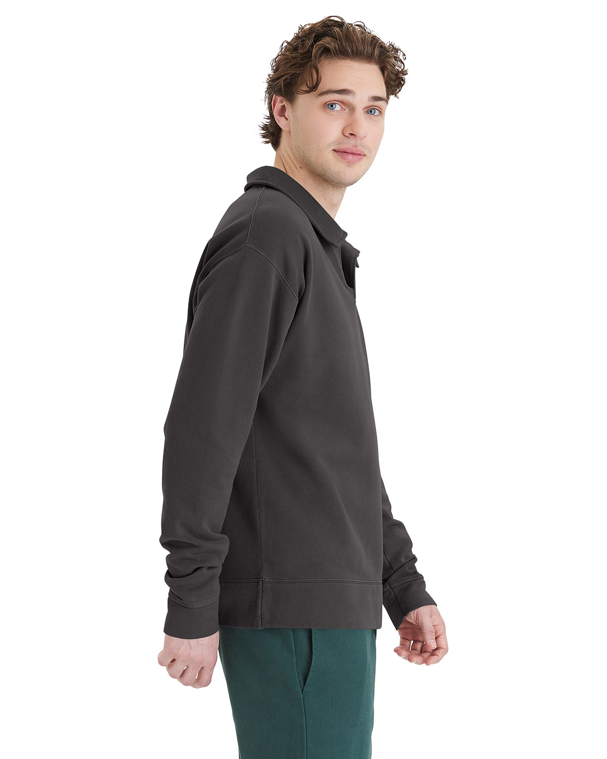 GDH490 ComfortWash by Hanes Unisex Garment Dye Polo Collar Sweatshirt - Siide Image
