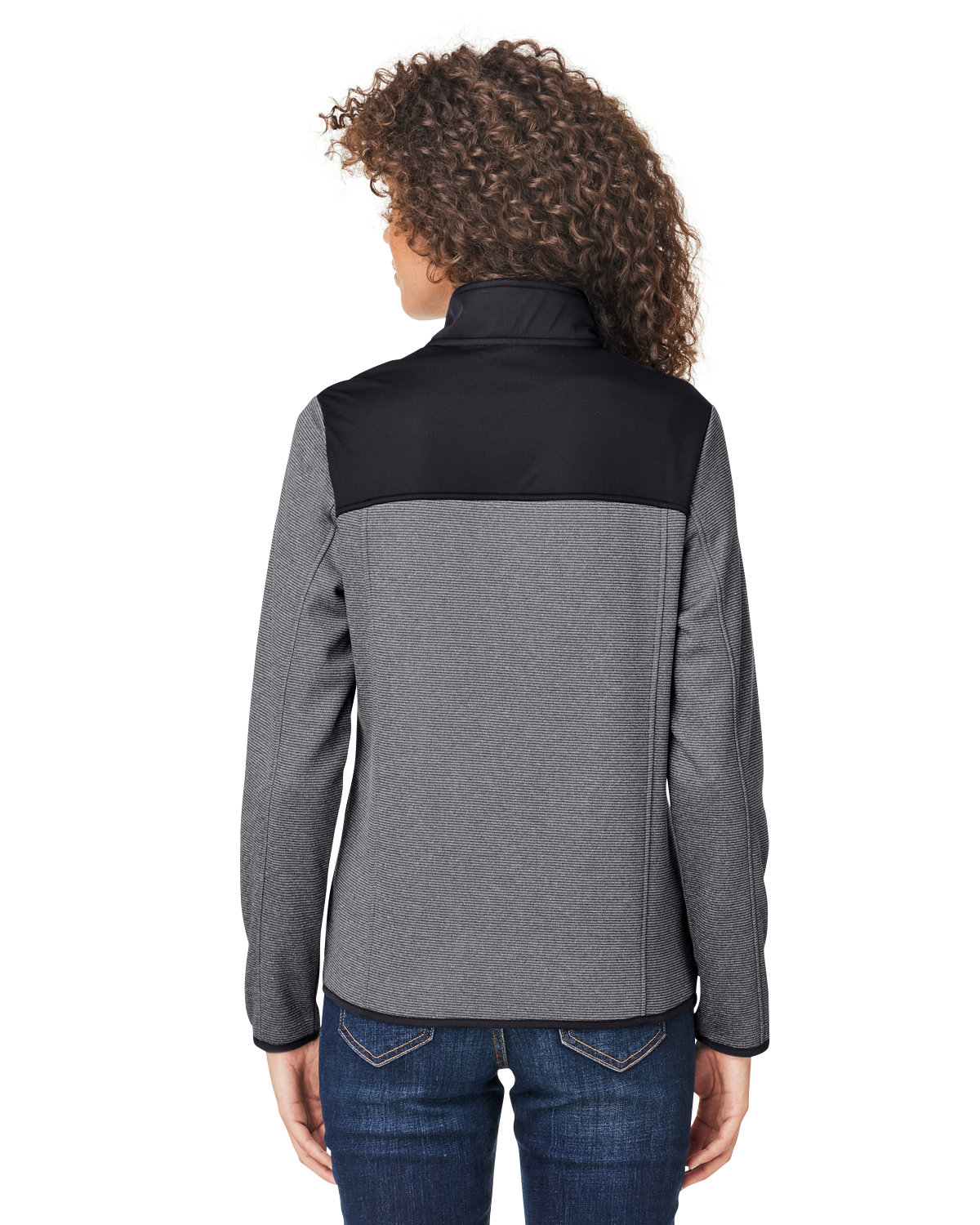 CE74W Core 365 Ladies Venture Heathered Stripe Hybrid Jacket - Back Image