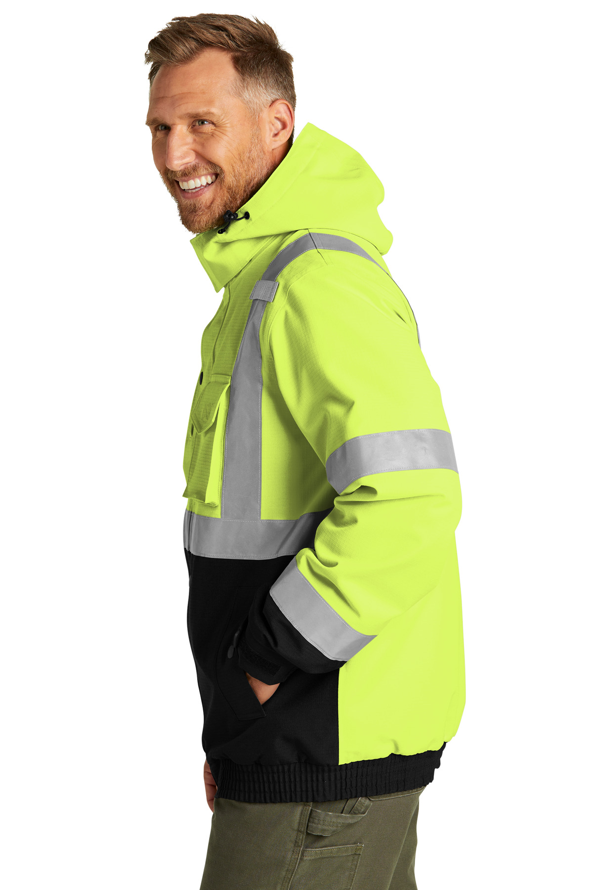 CSJ501 CornerStone ANSI 107 Class 3 Waterproof Insulated Ripstop Bomber Jacket - Siide Image