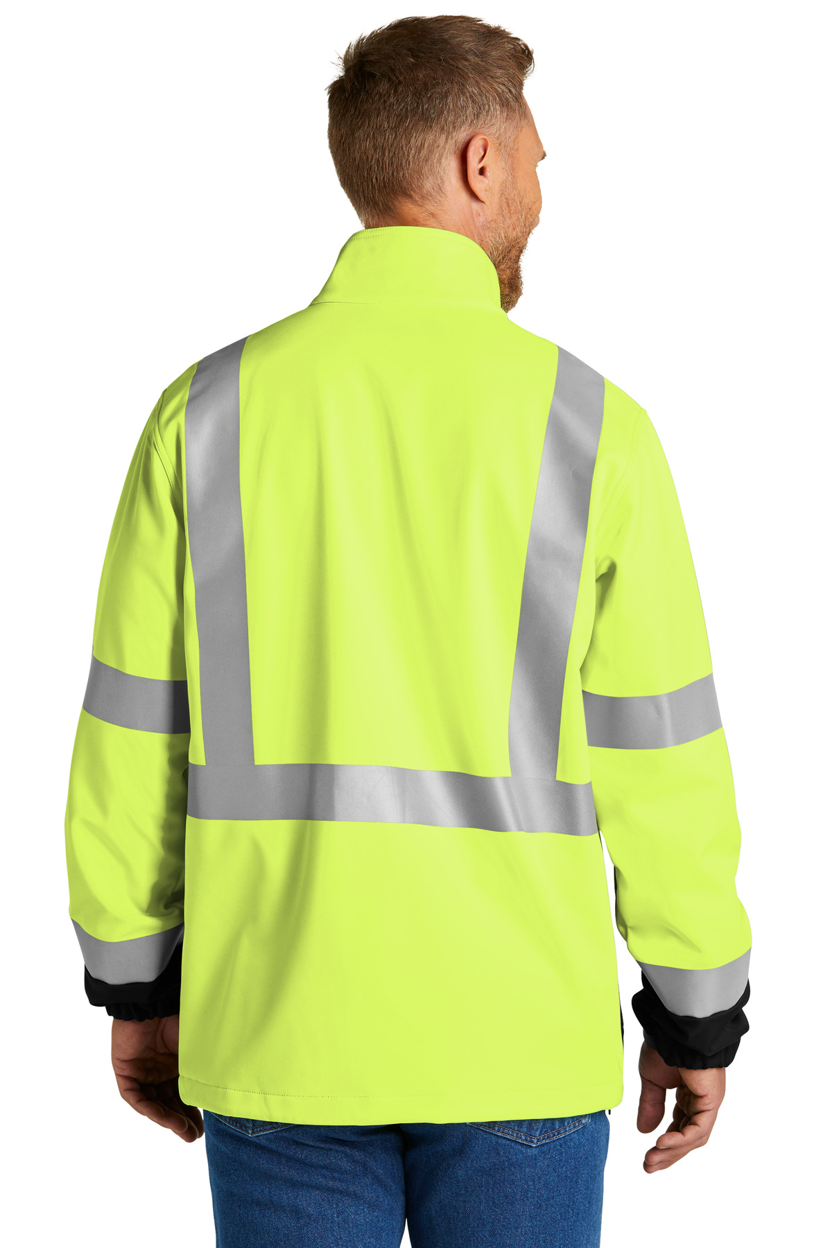 CSJ503 CornerStone ANSI 107 Class 3 Soft Shell Jacket - Back Image