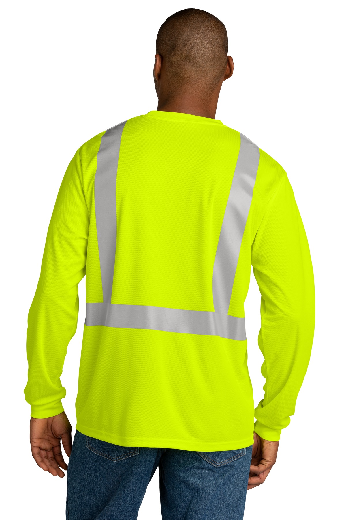 CS201 CornerStone ANSI 107 Class 2 Mesh Long Sleeve Tee. - Back Image