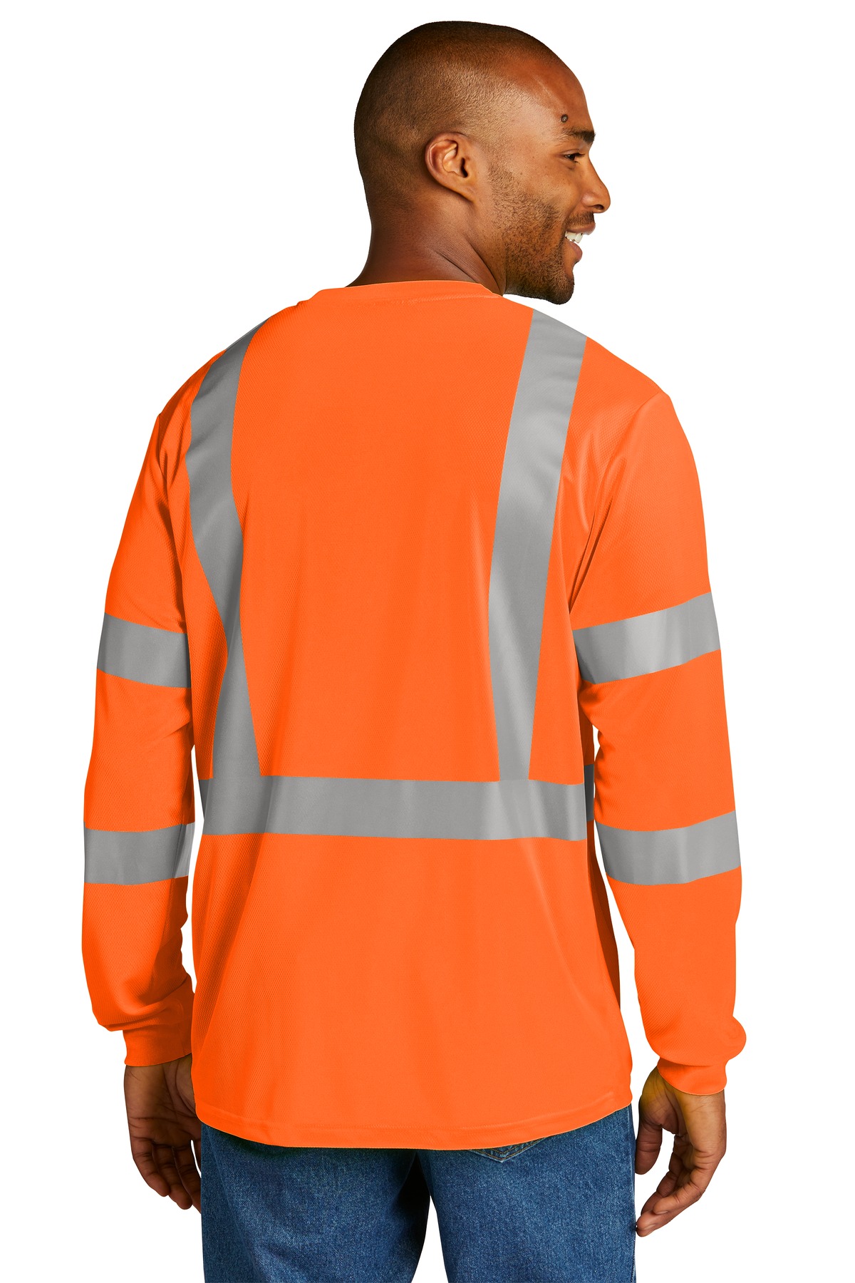 CS203 CornerStone ANSI 107 Class 3 Mesh Long Sleeve Tee. - Back Image