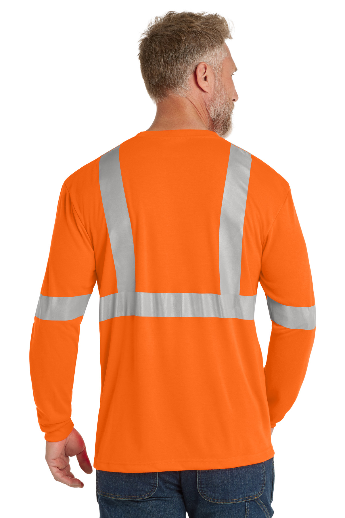 CS401LS CornerStone ANSI 107 Class 2 Long Sleeve Safety T-Shirt. - Back Image