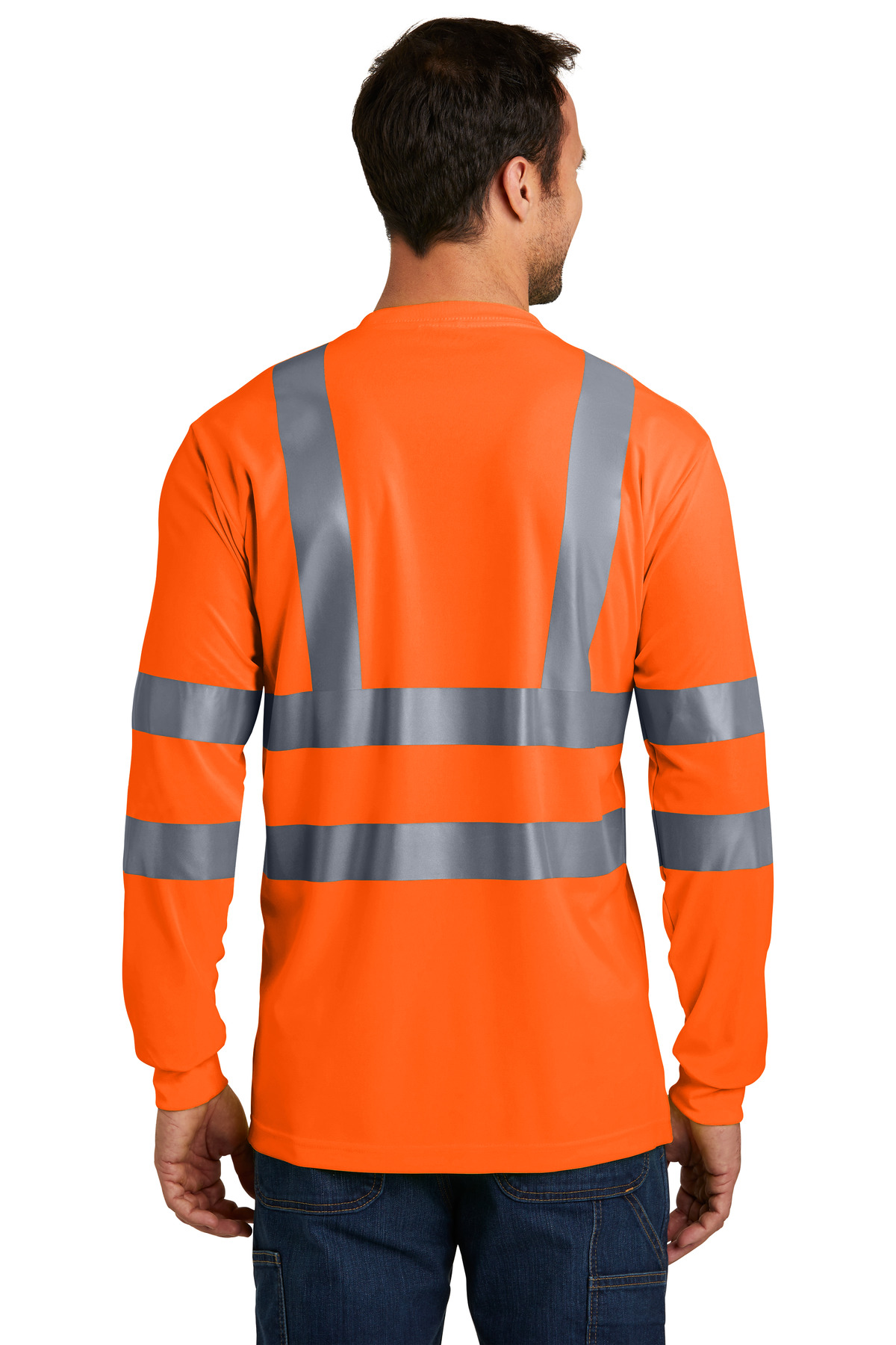 CS409 CornerStone - ANSI 107 Class 3 Long Sleeve Snag-Resistant Reflective T-Shirt. - Back Image