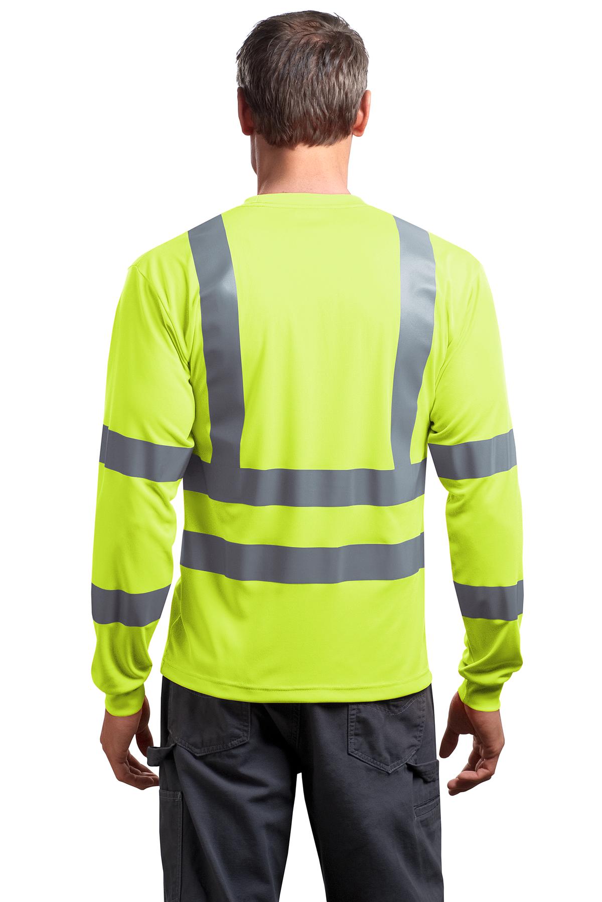 CS409 CornerStone - ANSI 107 Class 3 Long Sleeve Snag-Resistant Reflective T-Shirt. - Back Image