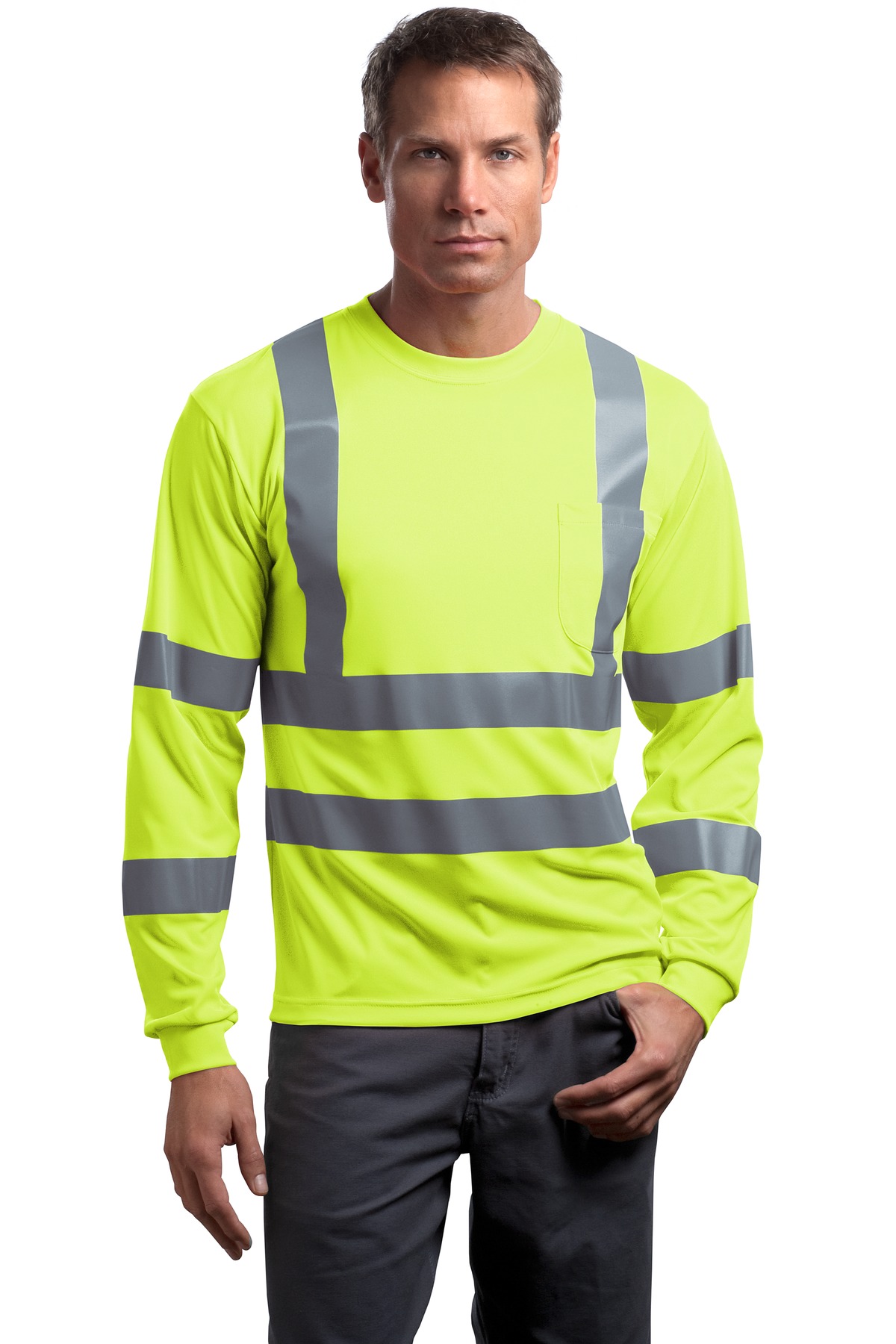 CS409 CornerStone - ANSI 107 Class 3 Long Sleeve Snag-Resistant Reflective T-Shirt.