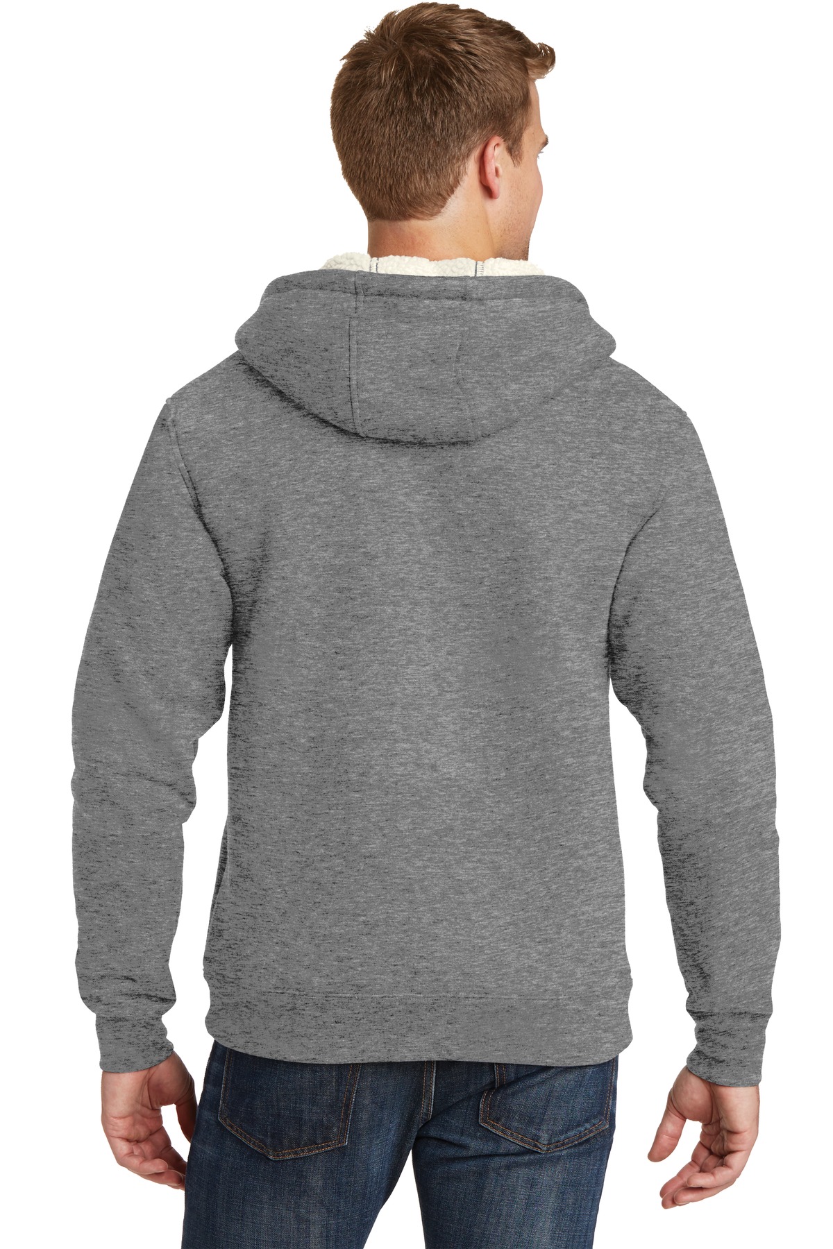 CS625 CornerStone Heavyweight Sherpa-Lined Hooded Fleece Jacket. - Back Image