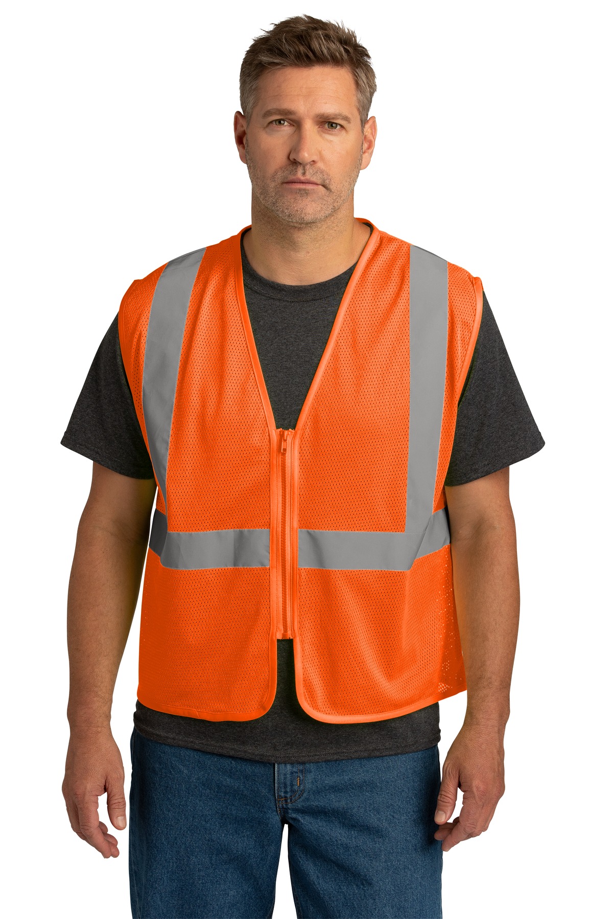CSV101 CornerStone ANSI 107 Class 2 Economy Mesh Zippered Vest.